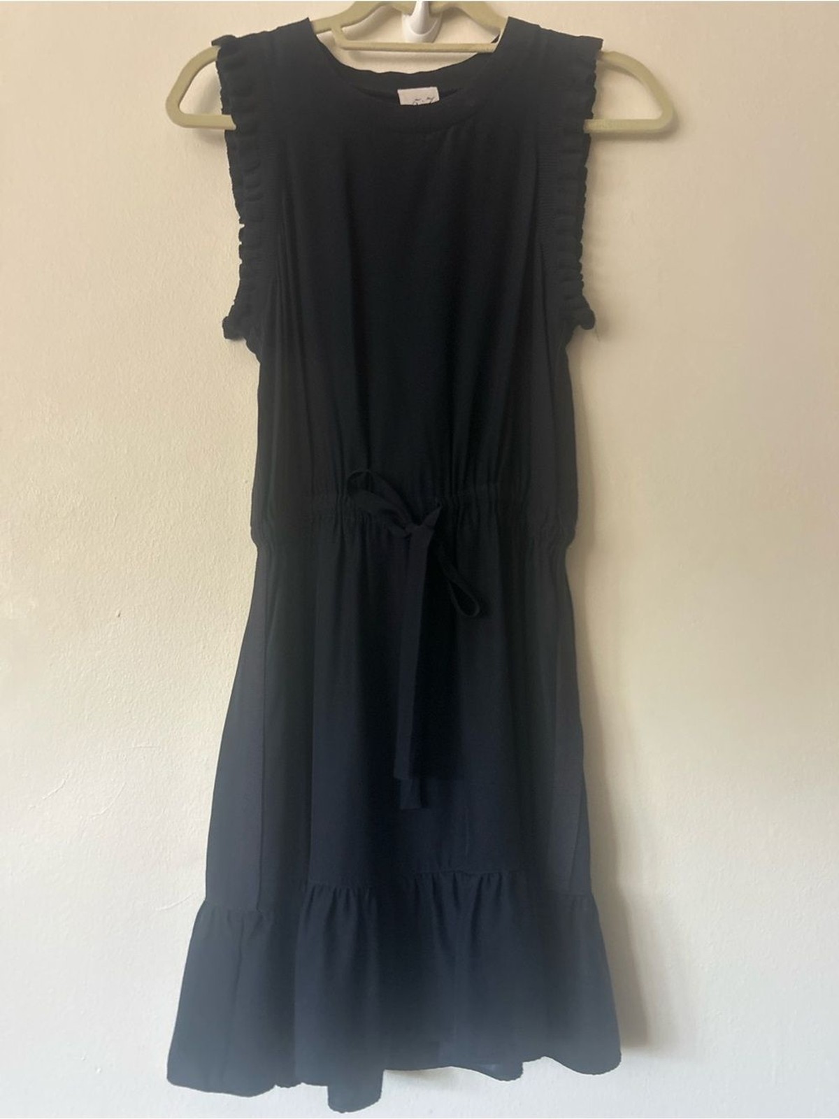 Cinq a Sept Lenora Solid Navy 100% Silk Mini Dress Ruffle office capsule