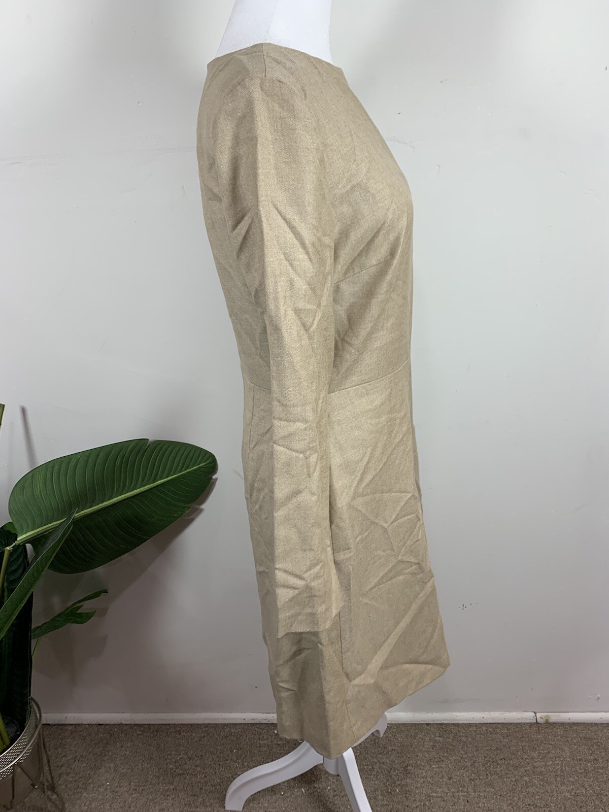 Theory WOMENS Kamillina Light Camel Melange Sleek Flannel Dress, Size 8,$465