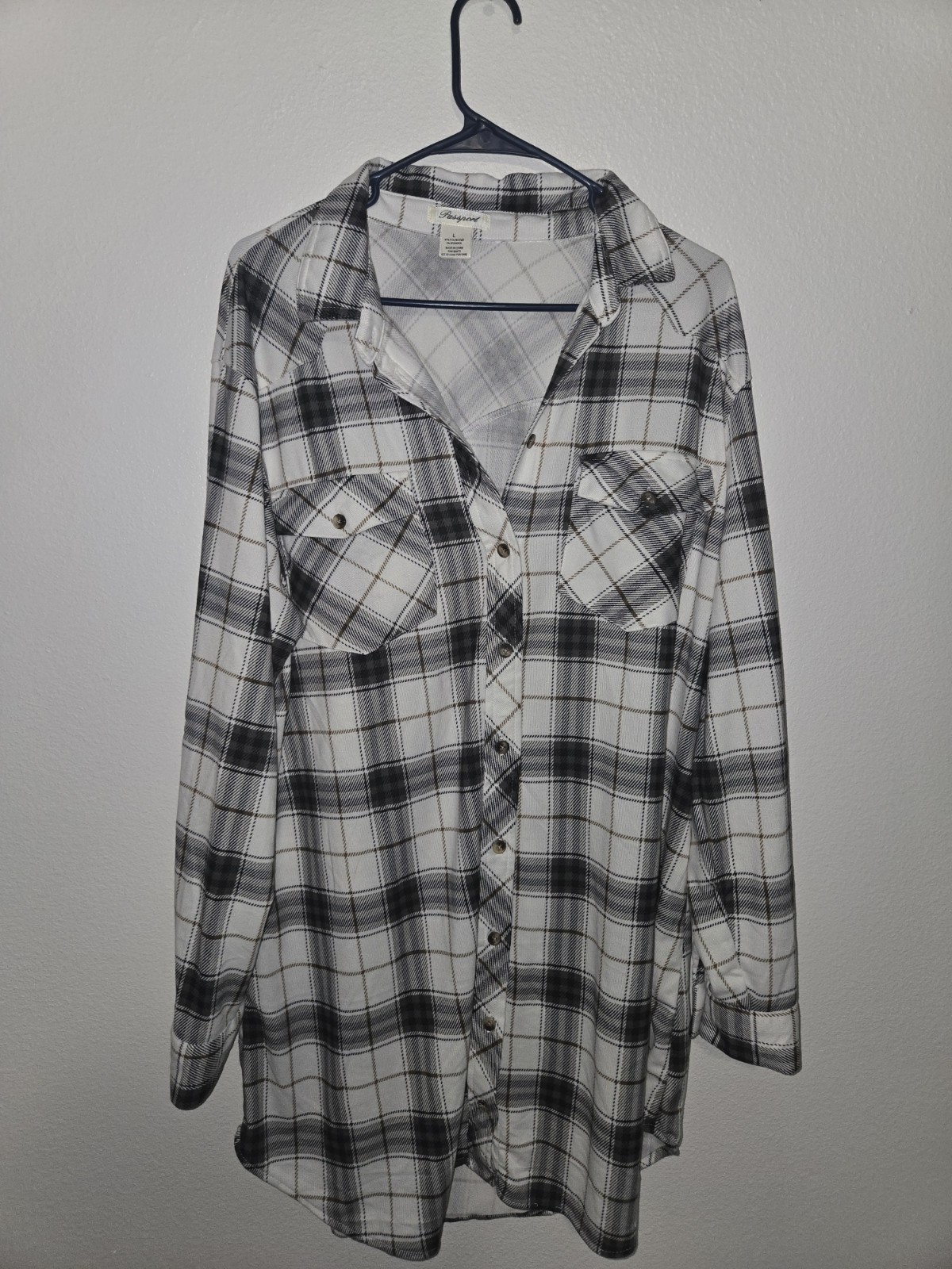 Passport Grey White And Black Ling Sleeve Button Down Shirt Dress Size L