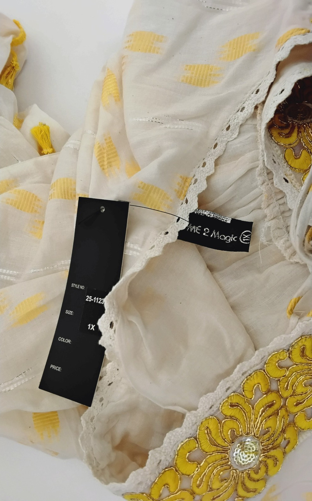 NWT Me 2 Magic Anthropologie Maxi Dress 1X Cream Yellow Gold Embroidered Boho