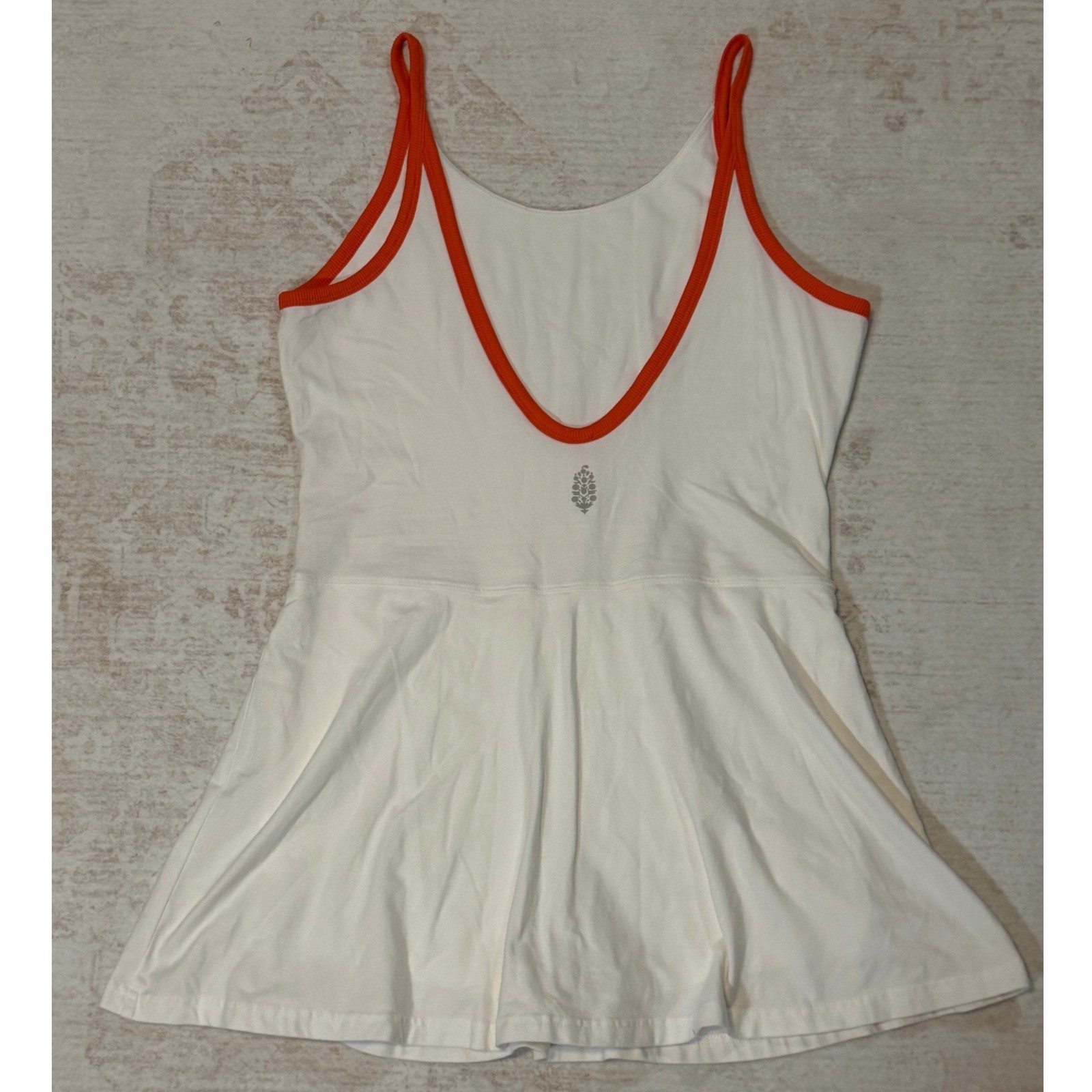 FP Movement Free People Hot Shot Exercise Dress White Red Trim Large Activewear