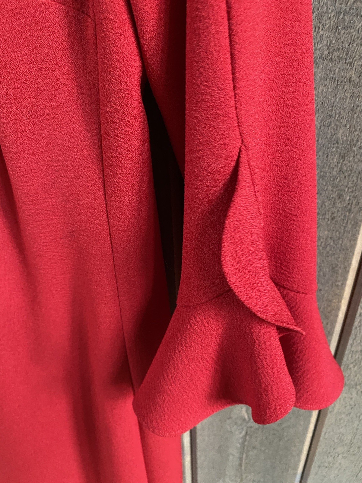 Karl Lagerfeld Red Sheath Dress 3/4 Ruffle Sleeve Size 10