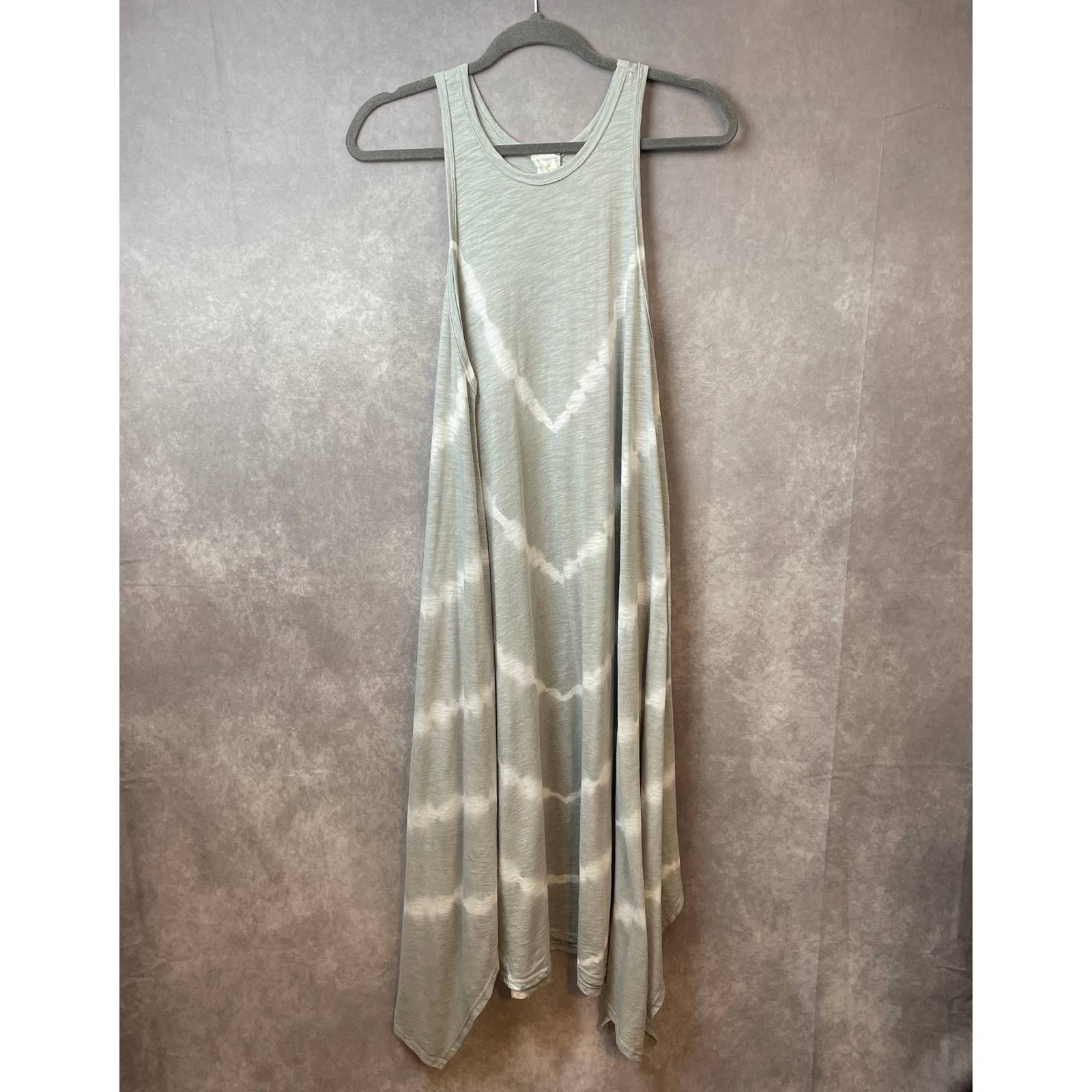 By Together Collection Anthropologie Dress Womens M/L Midi Gray White Tie Die