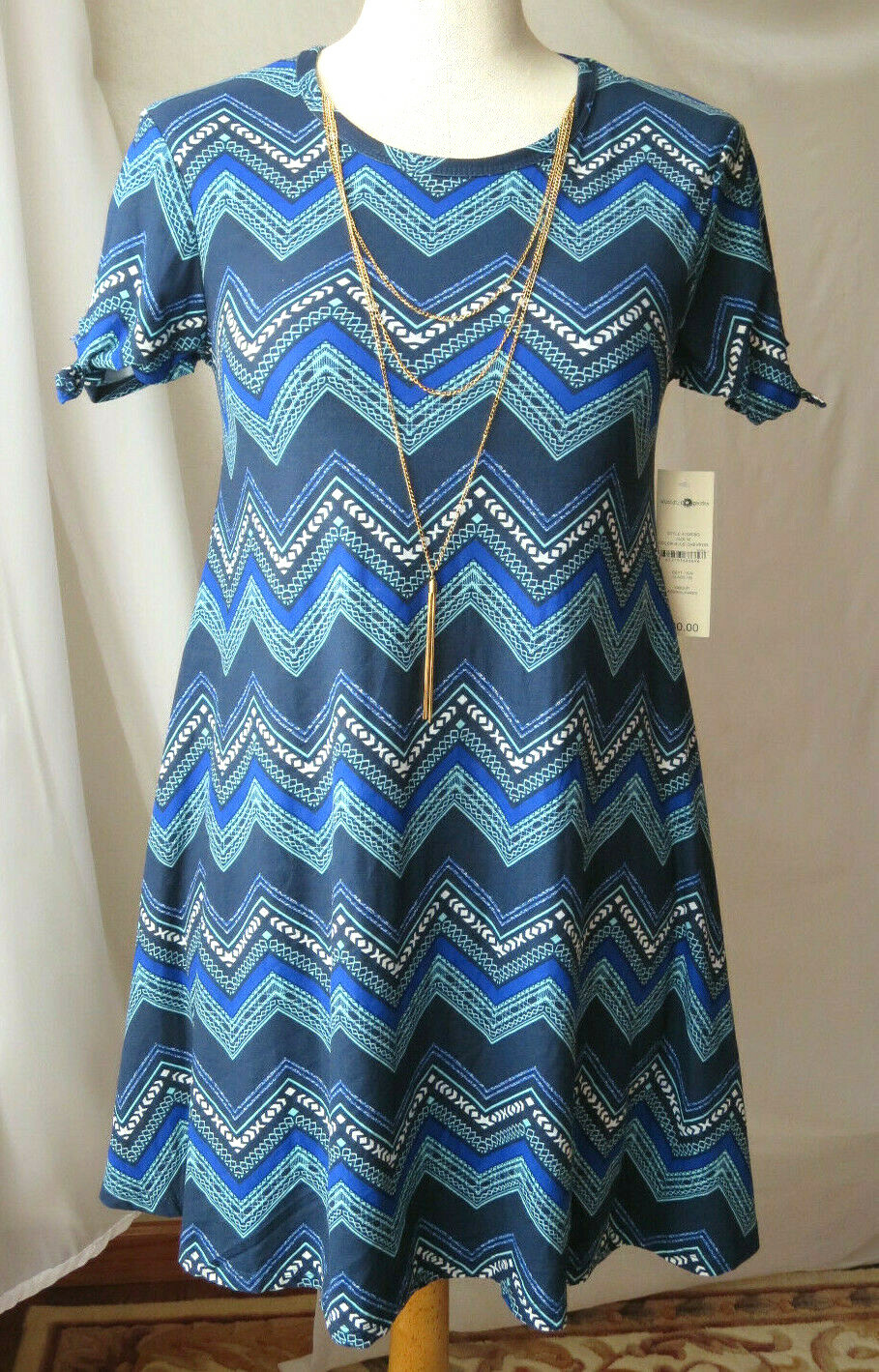 WISHFUL PARK SHORT SLEEVE ROUND NECK MULTICOLOR SOFT STRETCHY MEDIUM DRESS NEW