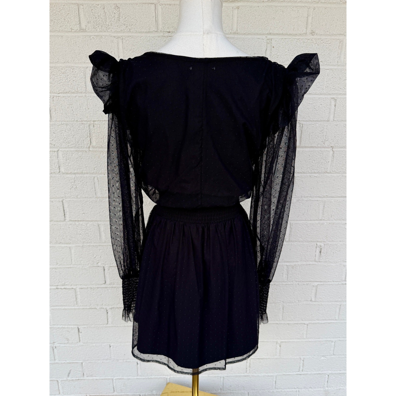 Tularosa Black Sheer Swiss Dot Button Front Mini Dress Revolve Sexy S