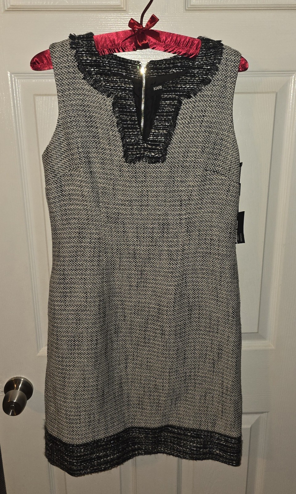 Karl Lagerfeld Paris Women’s Gray White Black Tweed Dress Size 4 $235 NWT