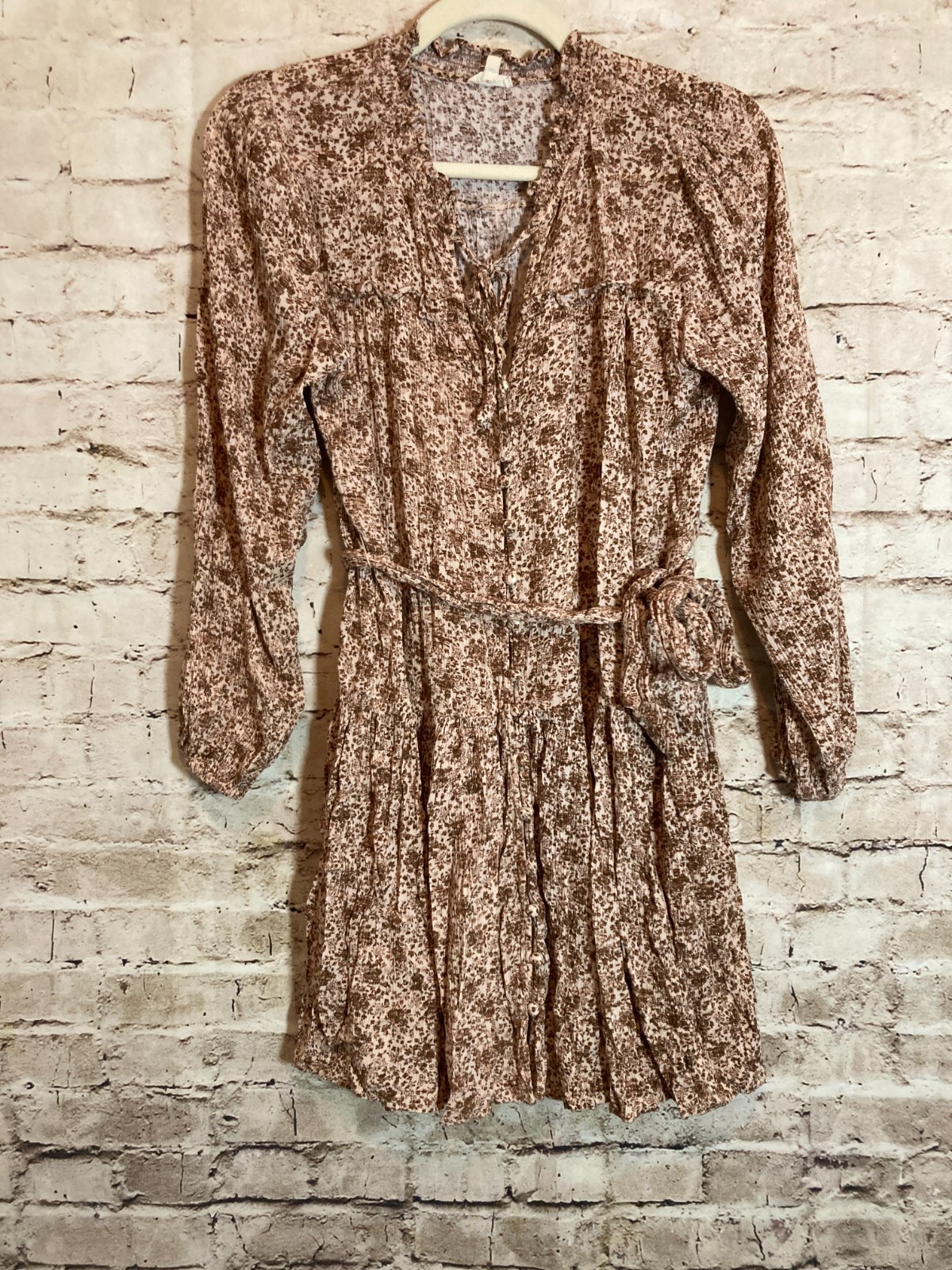En Creme Mini Dress Womens Small Micro Floral Feminine Romantic Country Cottage