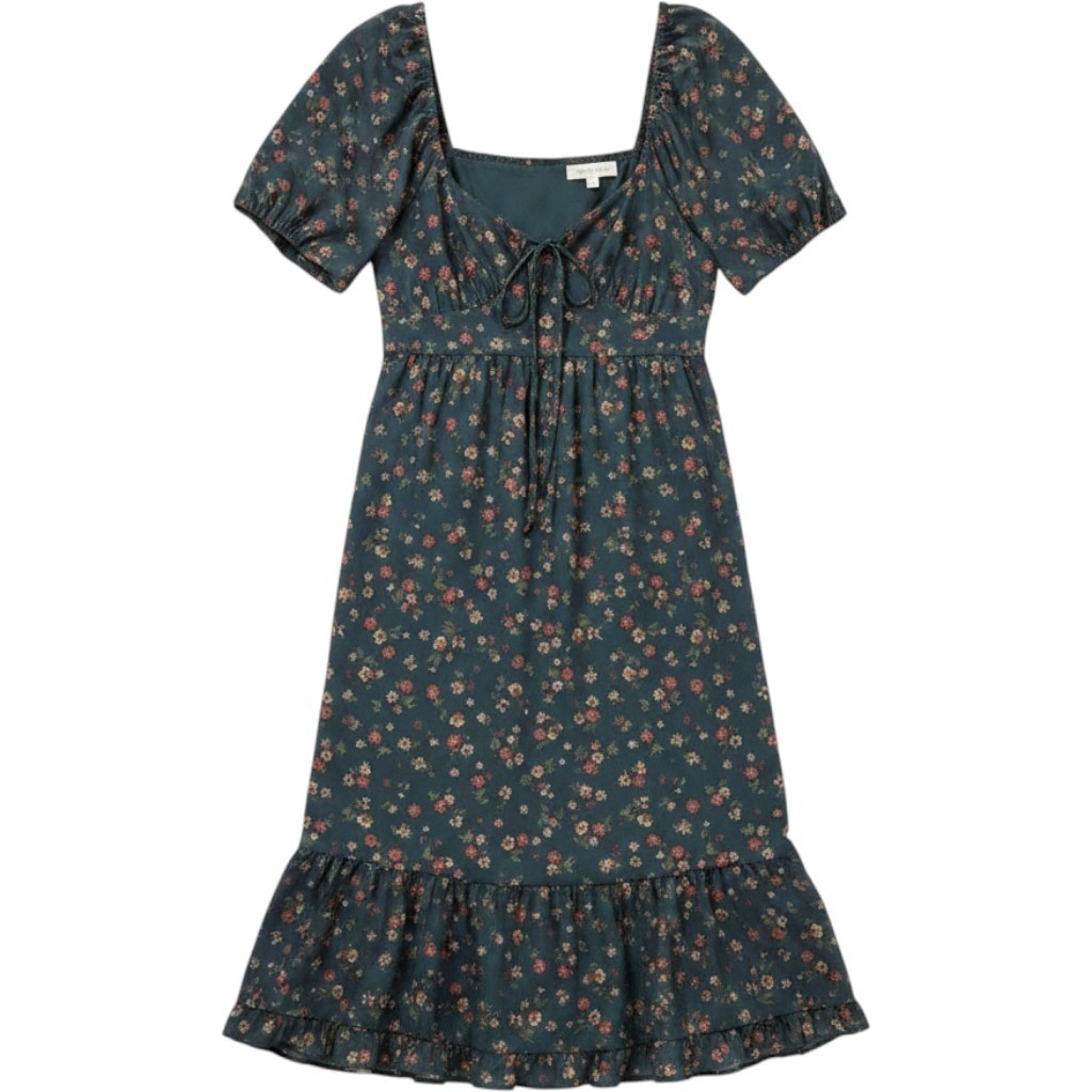 Originality Floral Flutter Sleeve Peasant Midi Dress Teal XL E1030Y522DI