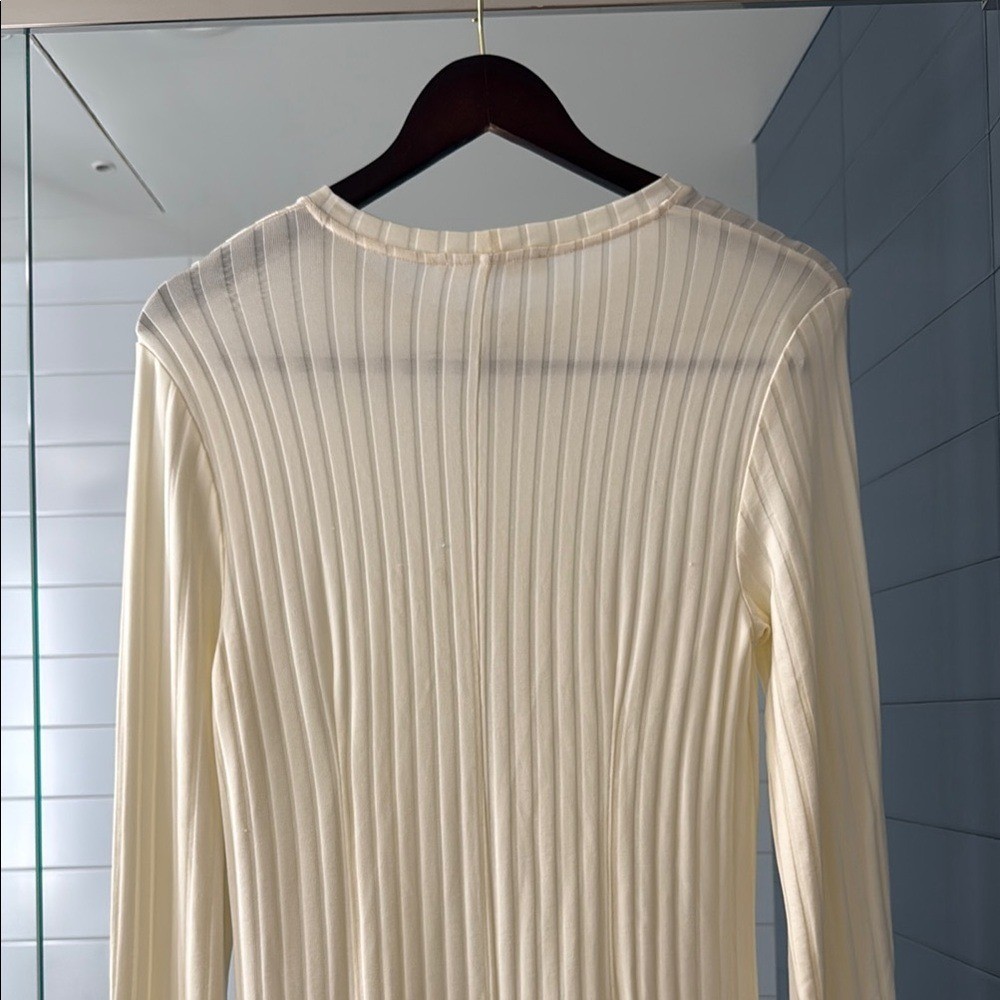 Samsoe Samsoe Jenari Ribbed Knit Eggnog Long Sleeve Sheath Dress Size Large