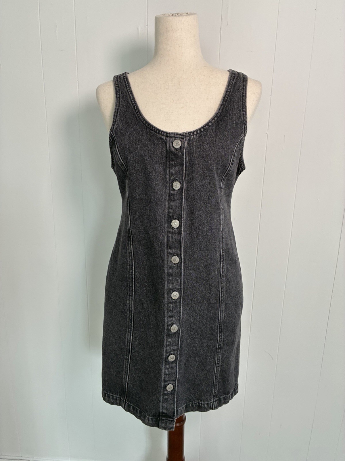 Women’s Levi’s 100% Cotton Black Denim Button Down Mini Dress Size S Western