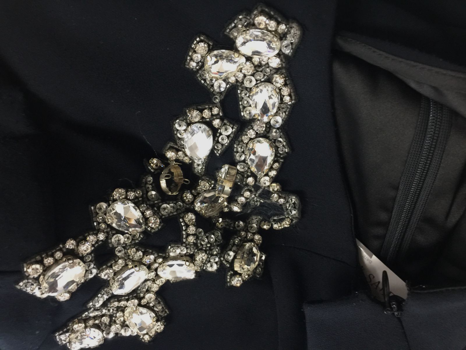 $2000 Jenny Packham Women’s Black Rhinestone Shoulder Long Gown Dress US Size 14