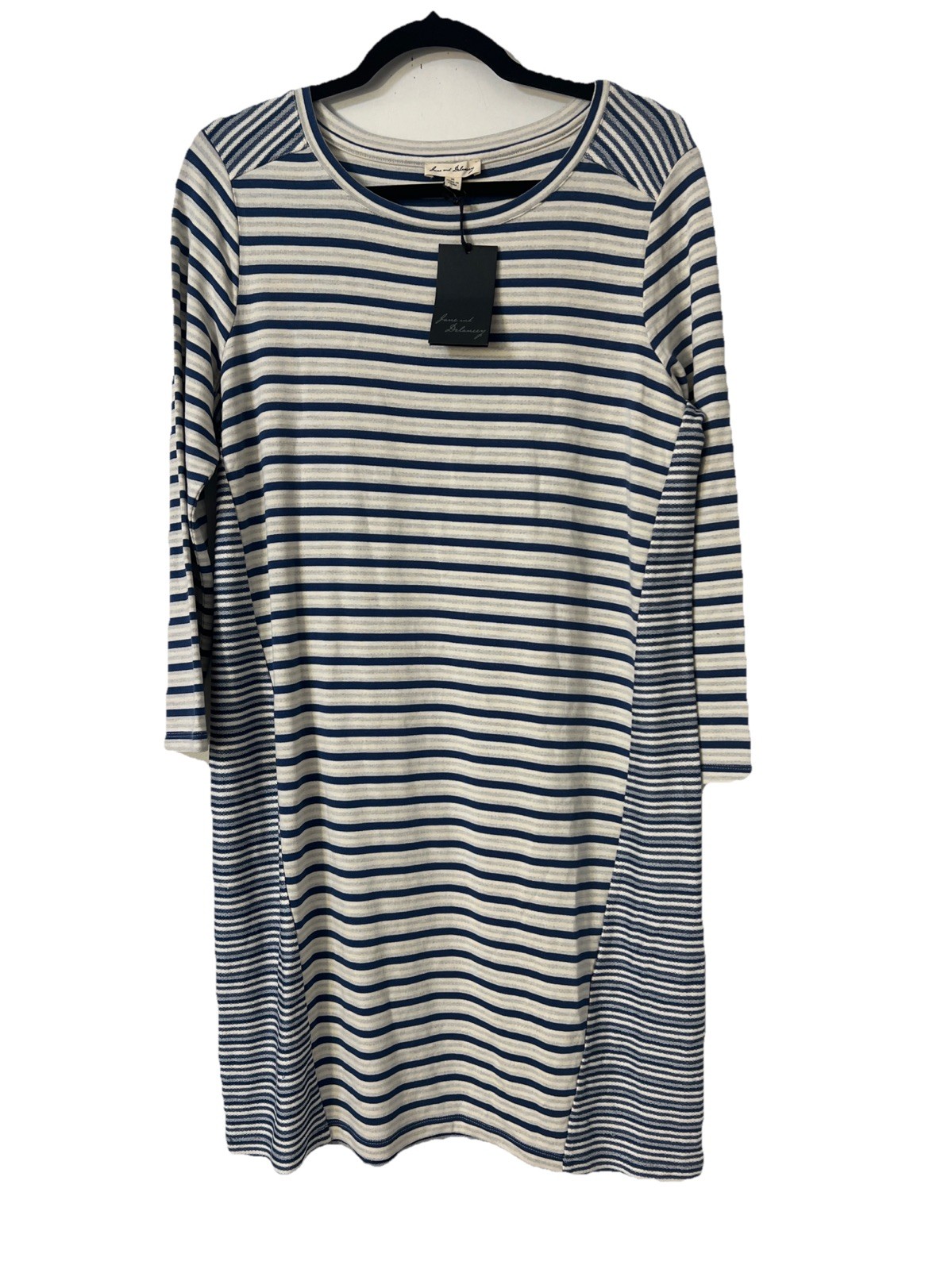 Jane and Delancey Blue Striped Long Sleeve Comfy Dress Above Knee Tunic Sz M