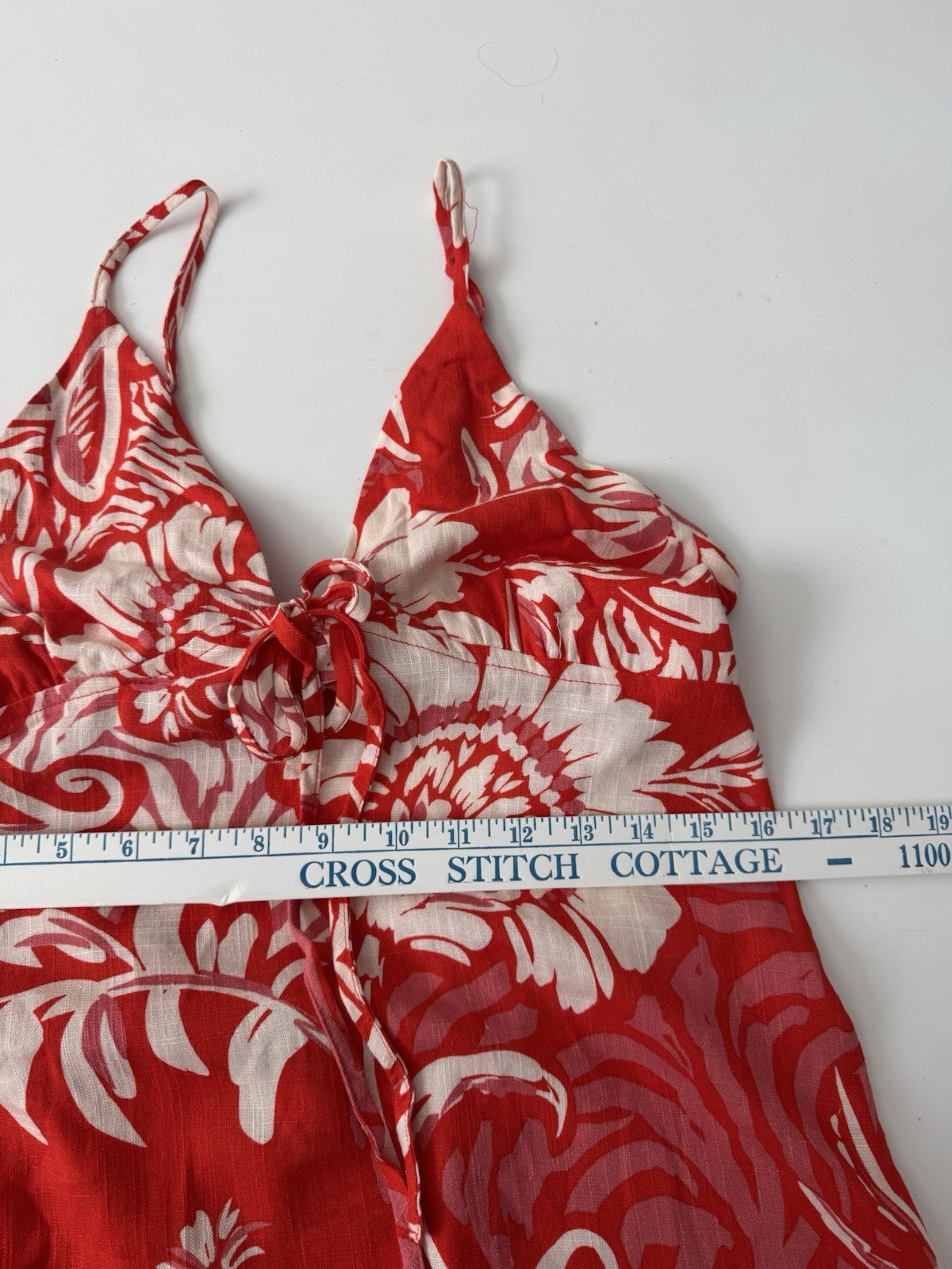 Paper Heart Linen Blend Red Floral Halter Mini Dress L NWT Summer
