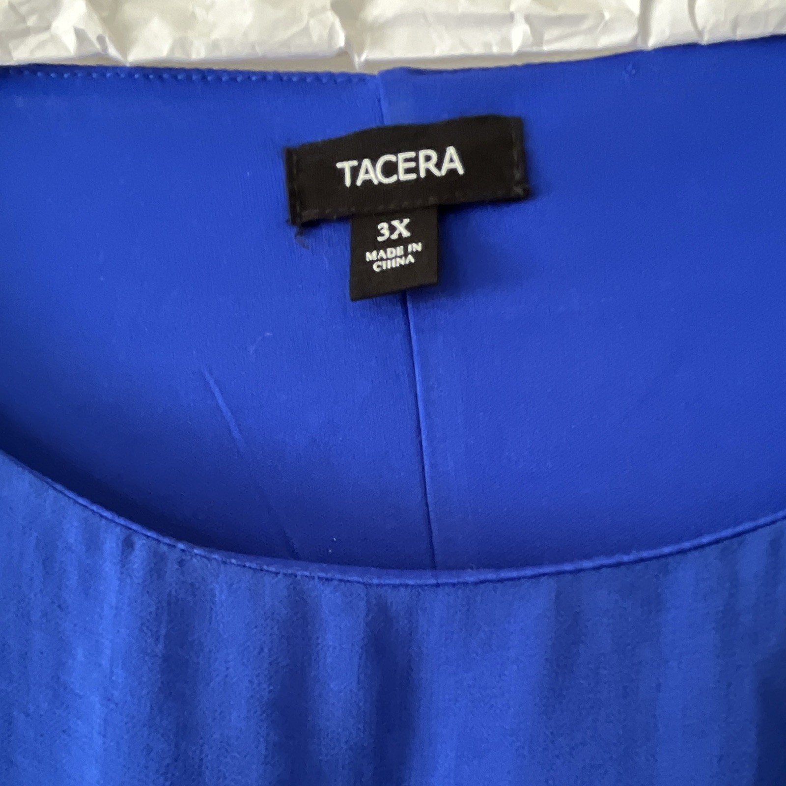 Tacera Royal Blue Boat Neck Drawstring Waist Chiffon Dress with Pockets Plus 3X