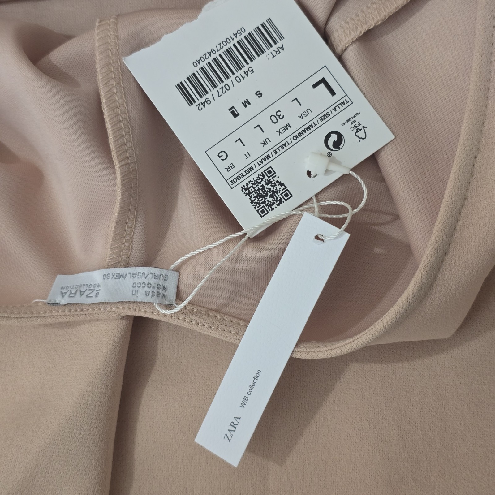 ZARA Nude Open Back Fitted Stretch Midi Dress NWT Womens L