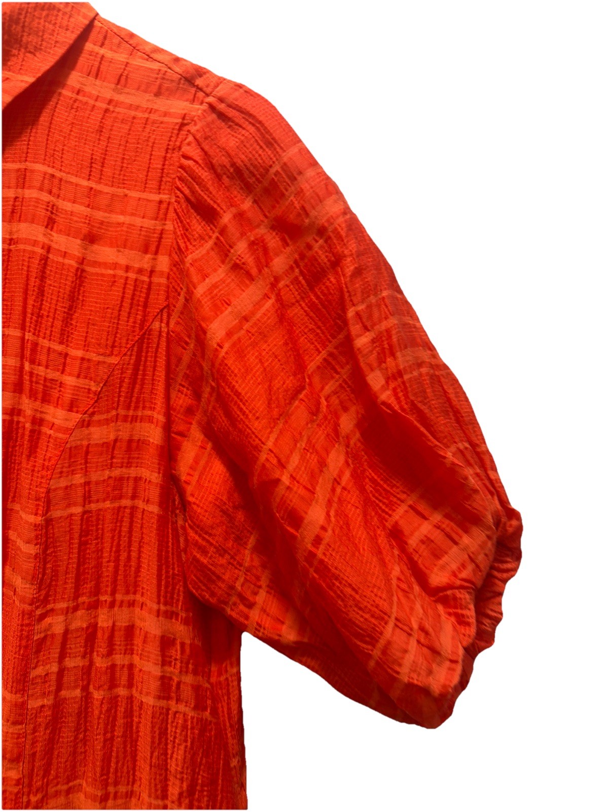 Oliver Bonas Orange Button Front Textured Lined Shirt Dress W/pockets Size 8 EUC