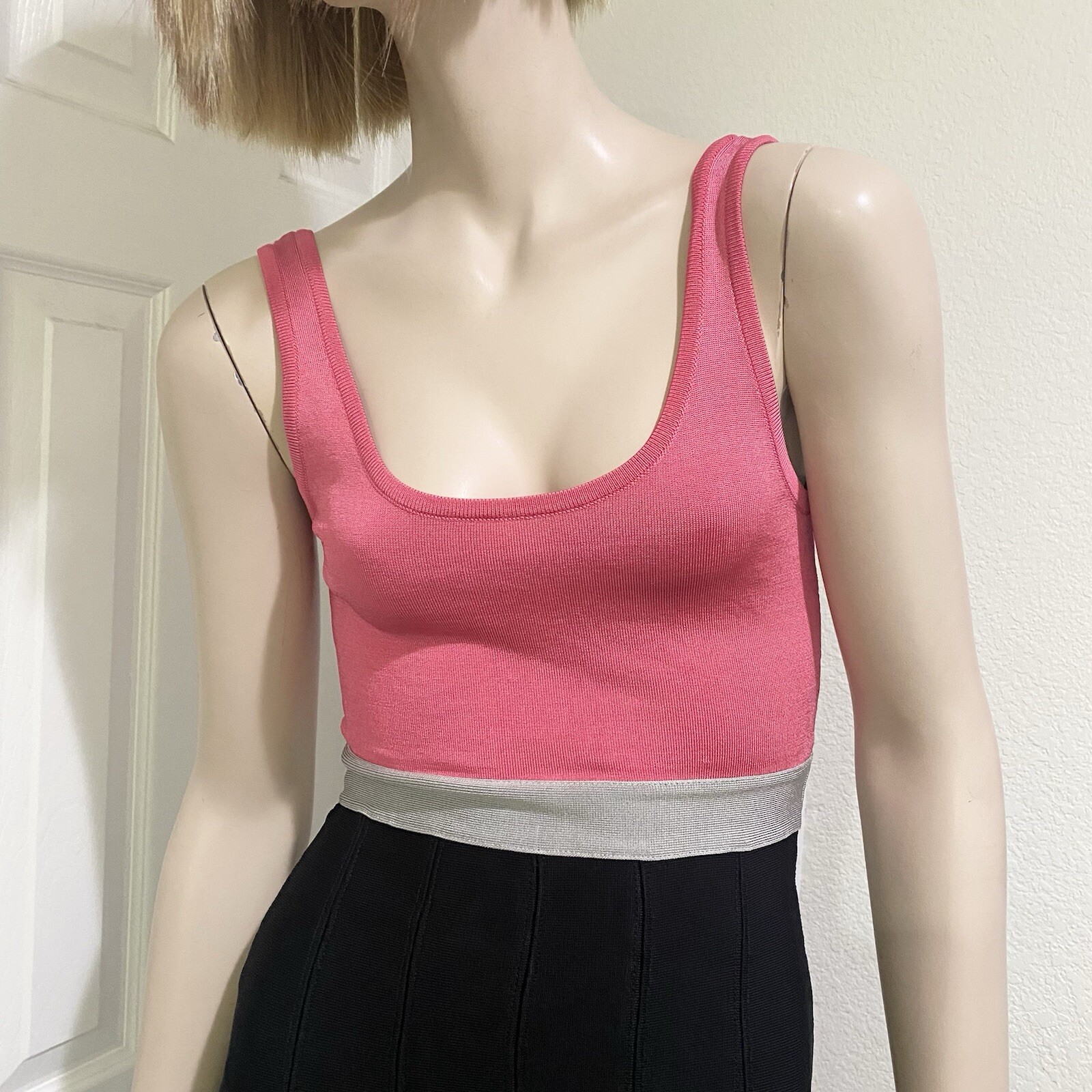 BEBE Pink/Gray/Black Colorblock Fit & Flare Bandage Dress Size S New (Old Stock)