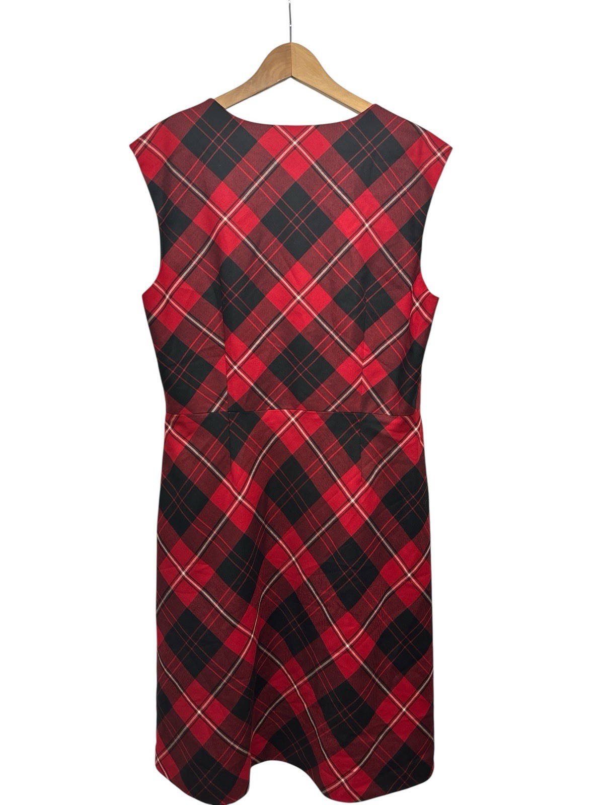 Pendleton 100% Wool Plaid Jumper Dress Red Tartan Sleeveless Size 16 Made in USA