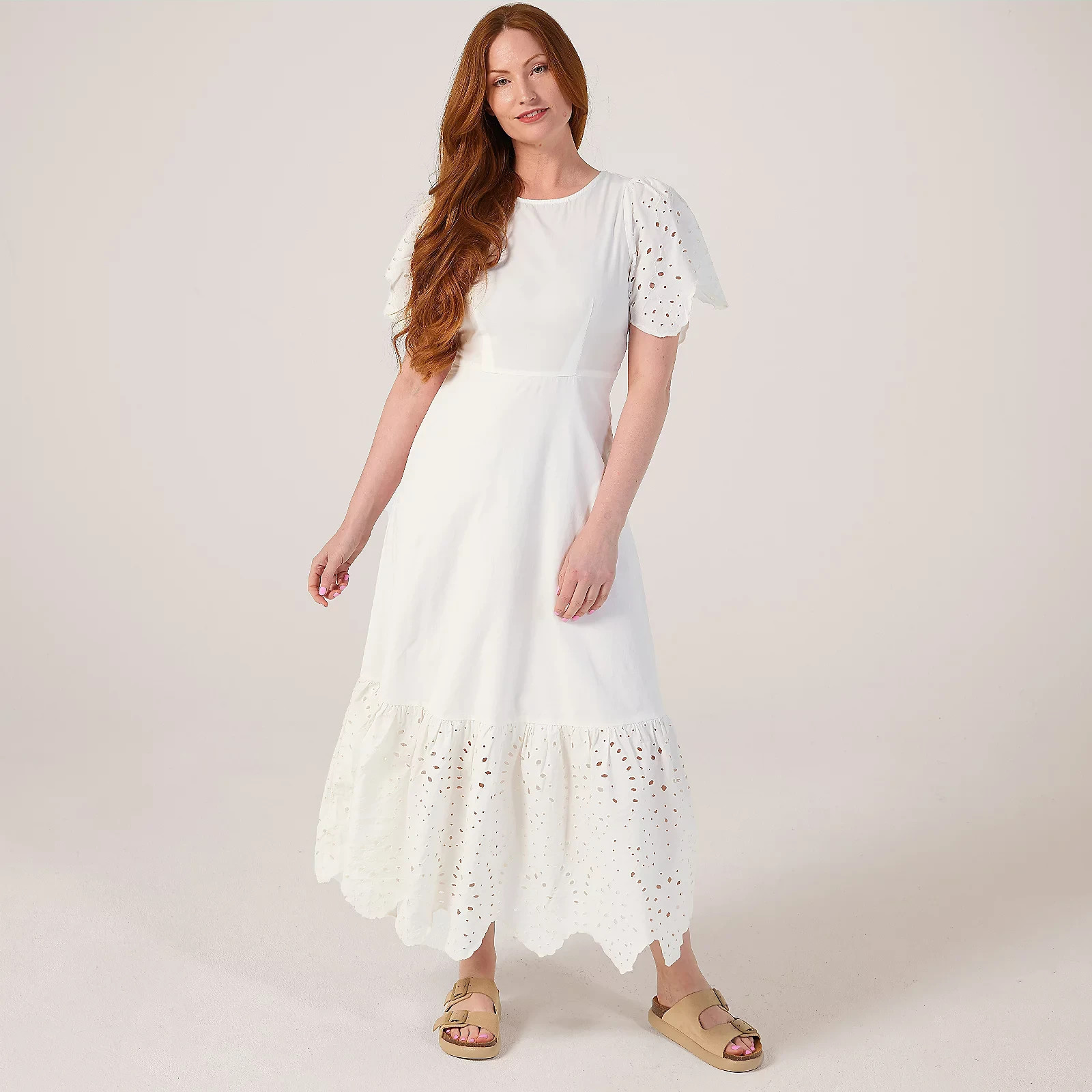 SELECTED FEMME Beautiful Kelli White Ankle Broderie Dress BNWT, Size 38 UK 10!