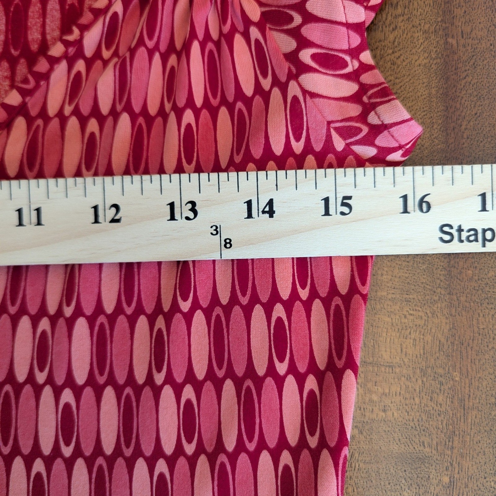 Vtg Y2K Old Navy Red Drop Waist Geometric Print V-Neck Midi Dress Womens Sz S