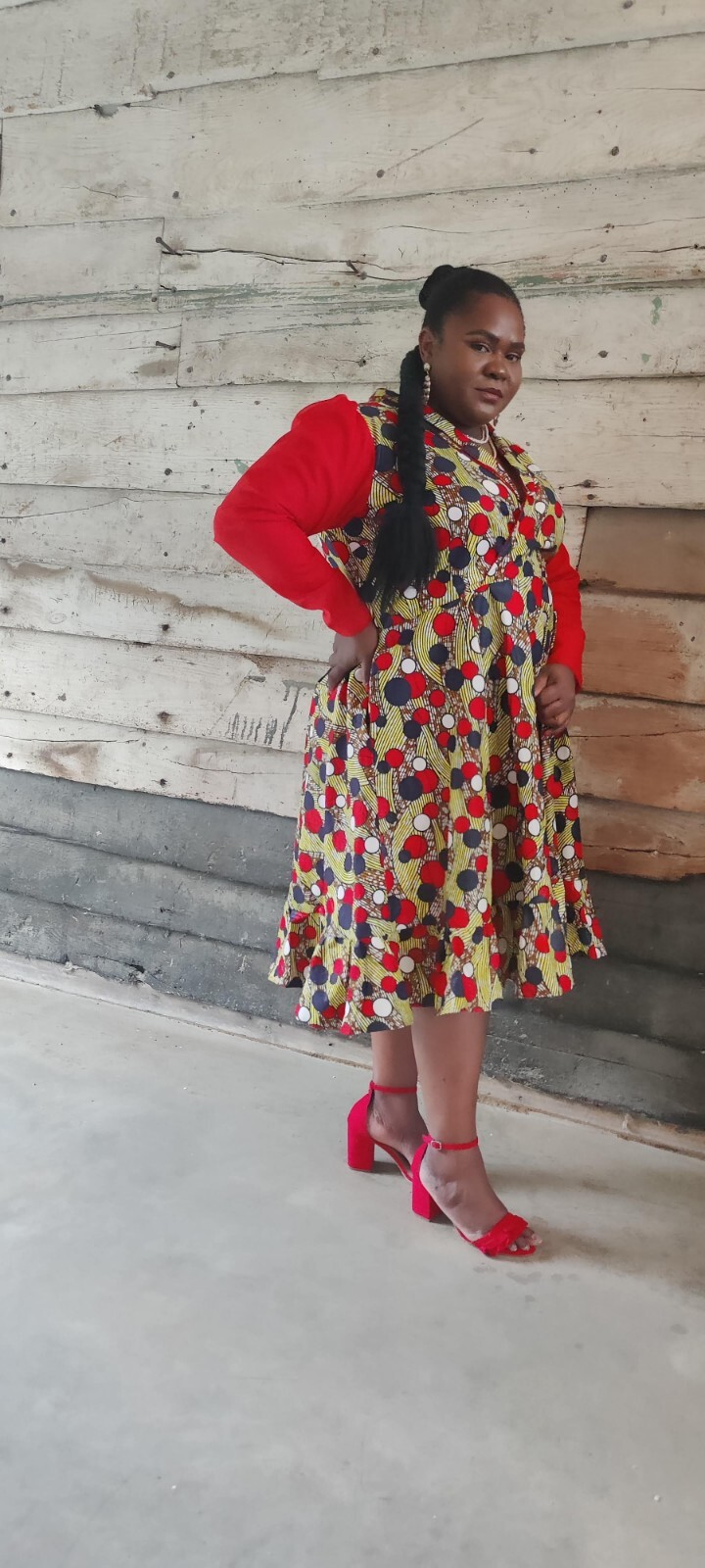 African dress/  African Print Elegant  Midi Dress, African Clothing,