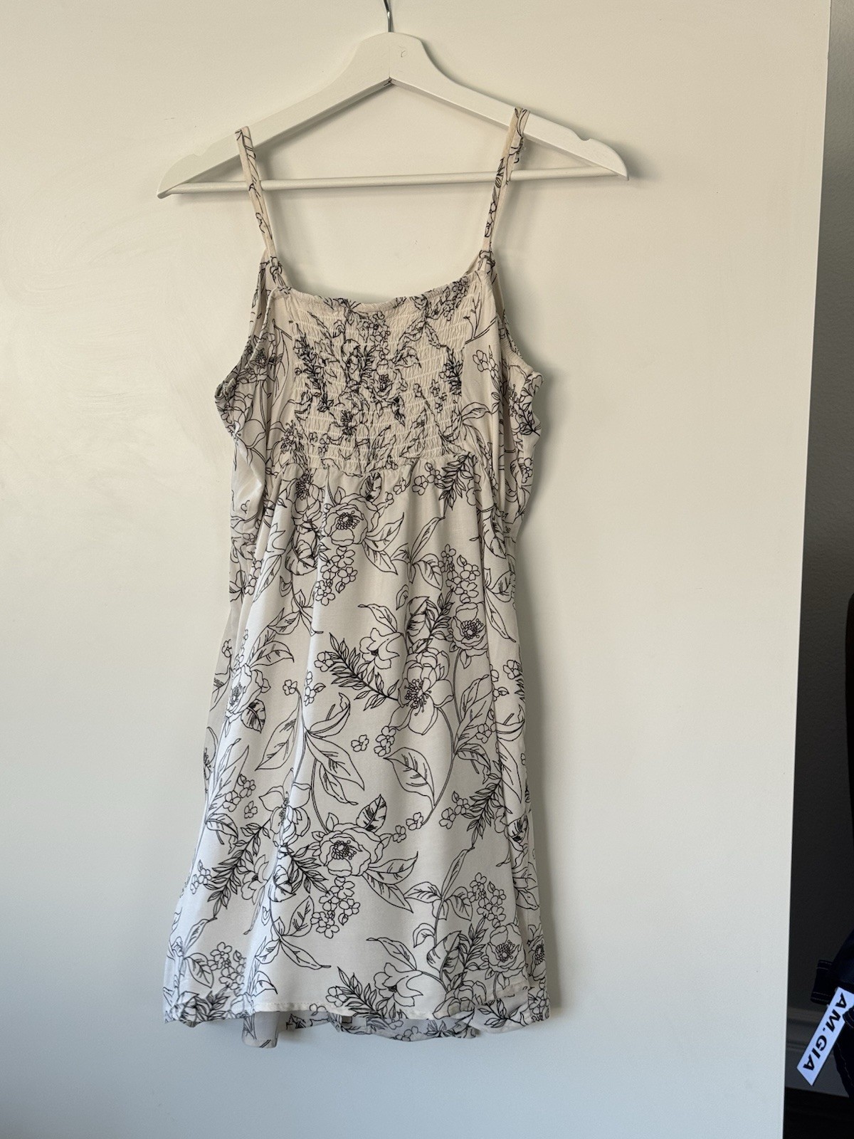 Mimi Chica Floral Button Front Mini Dress Rayon Cream Black Size L