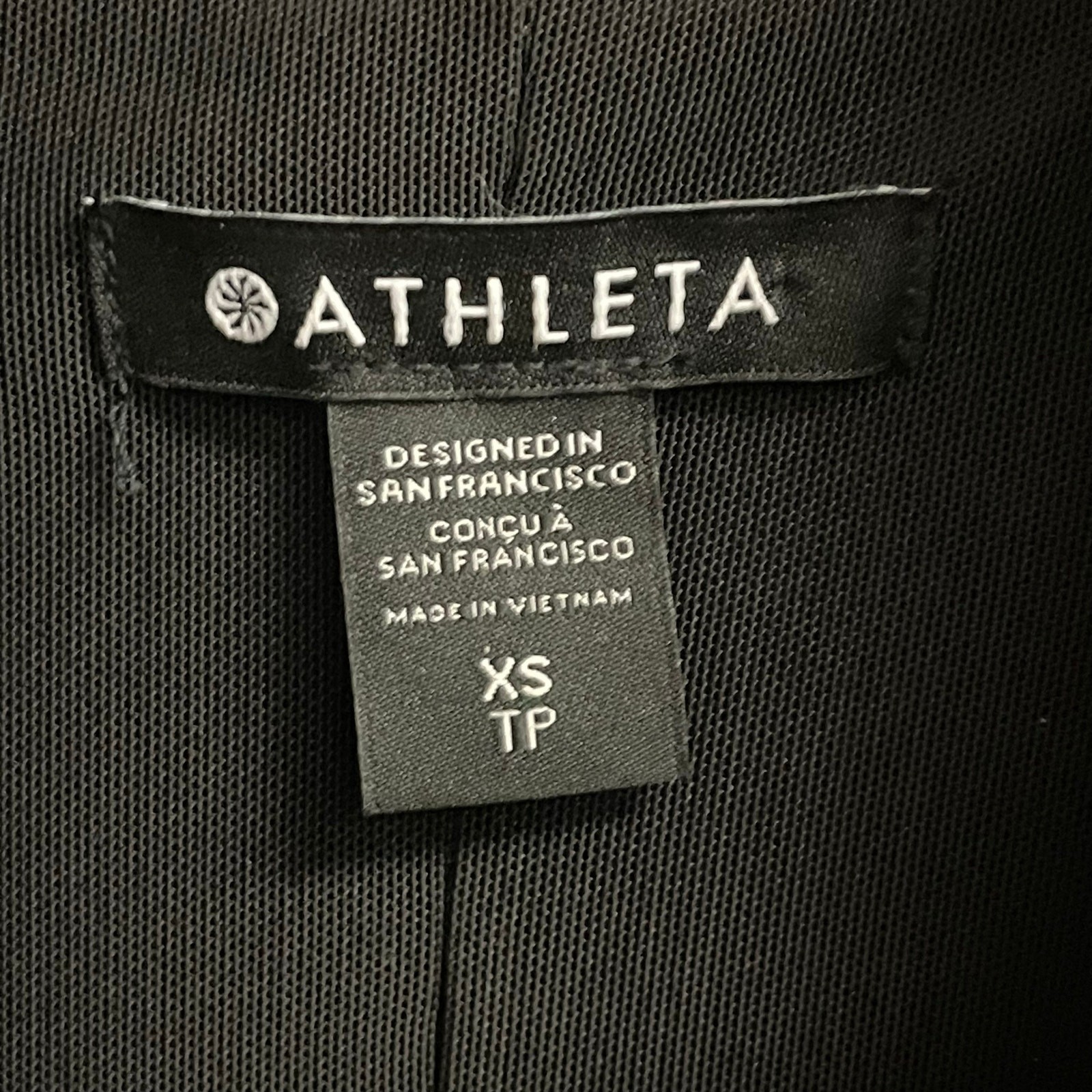 Athleta Spandex Blend Zip Up Front Long Sleeve Delancey Skyline Dress Black XS