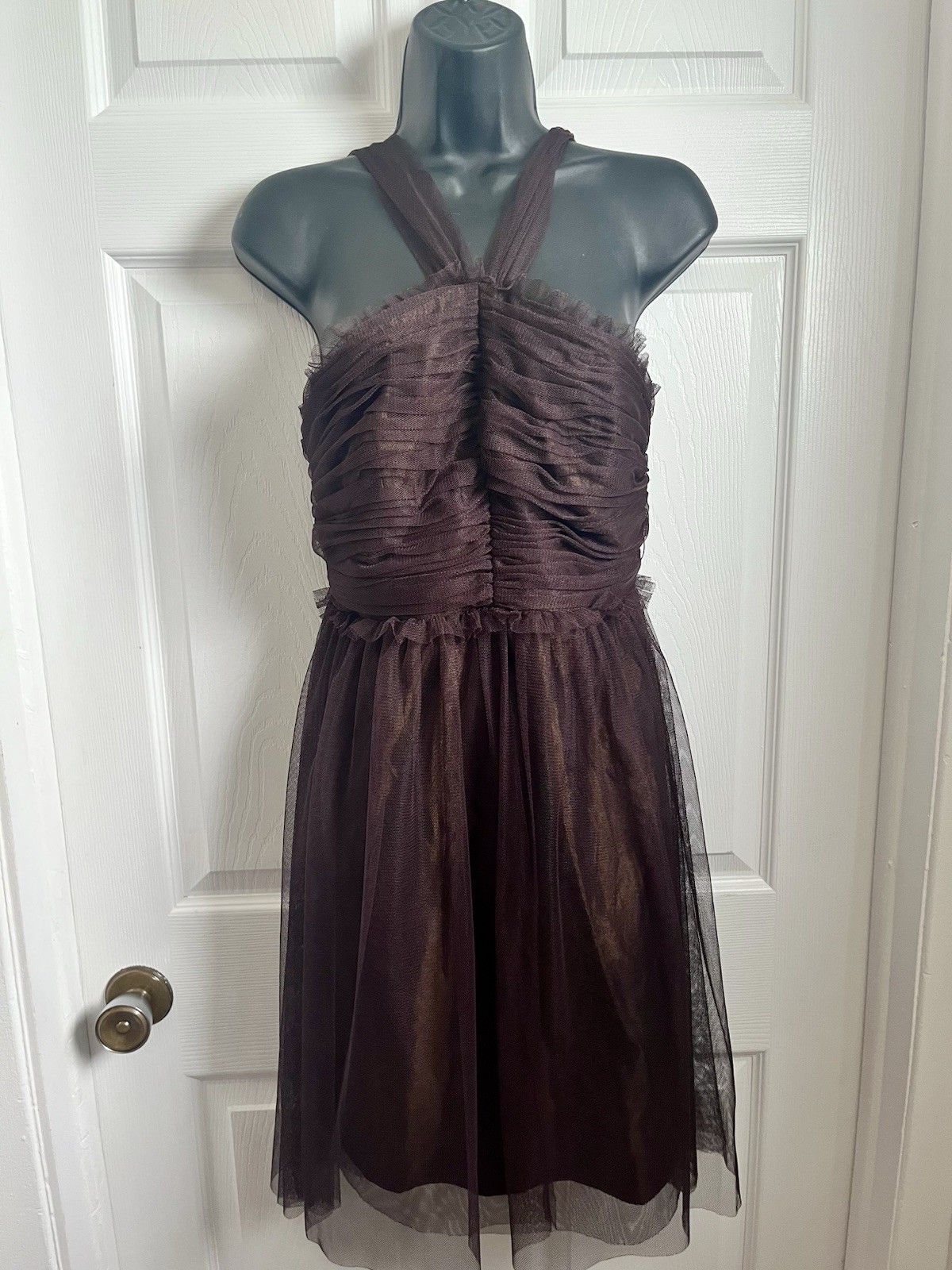 Vintage Vera Wang Maids Dress 10 Medium Whimsigoth Brown Tulle Mini Cocktail