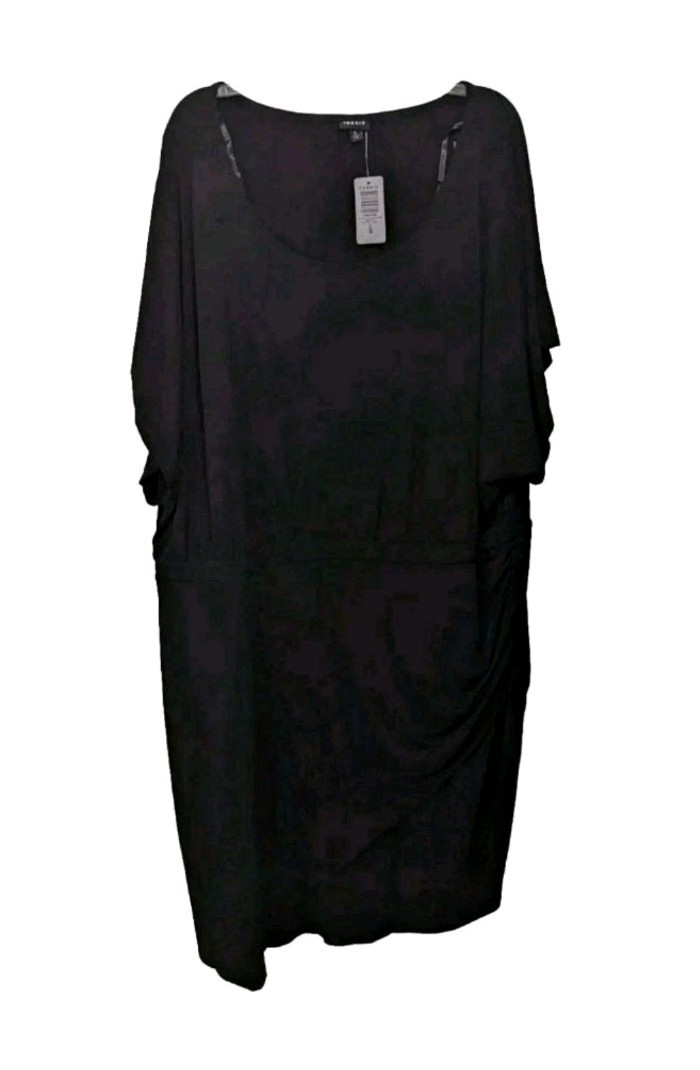 NWT Torrid 5 At The Knee Studio Knit Faux Wrap Dress Womens 5X Black #2700