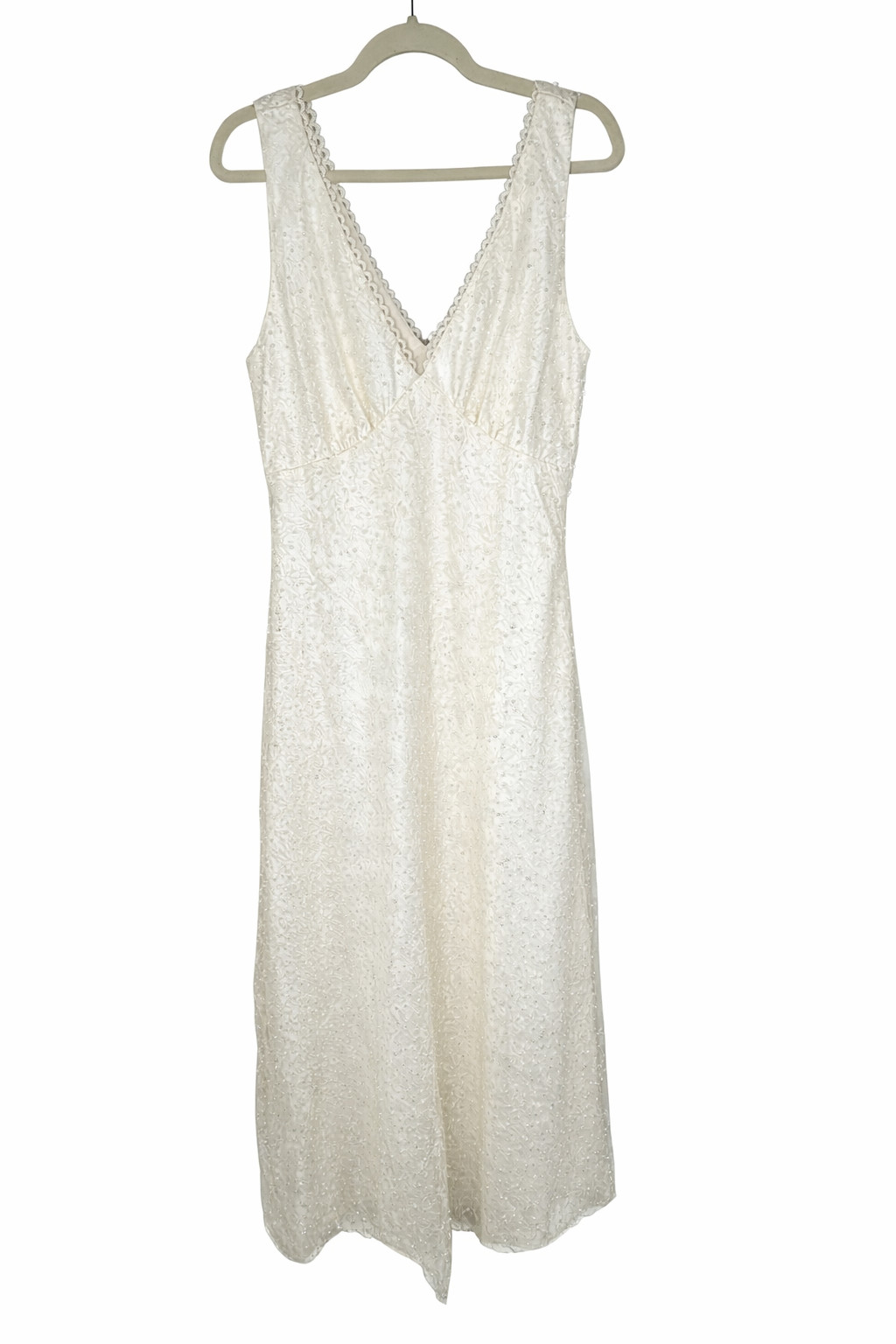 Embellished Beaded Sleeveless Maxi Dress Cream – NWT Formal Evening Gown – Large