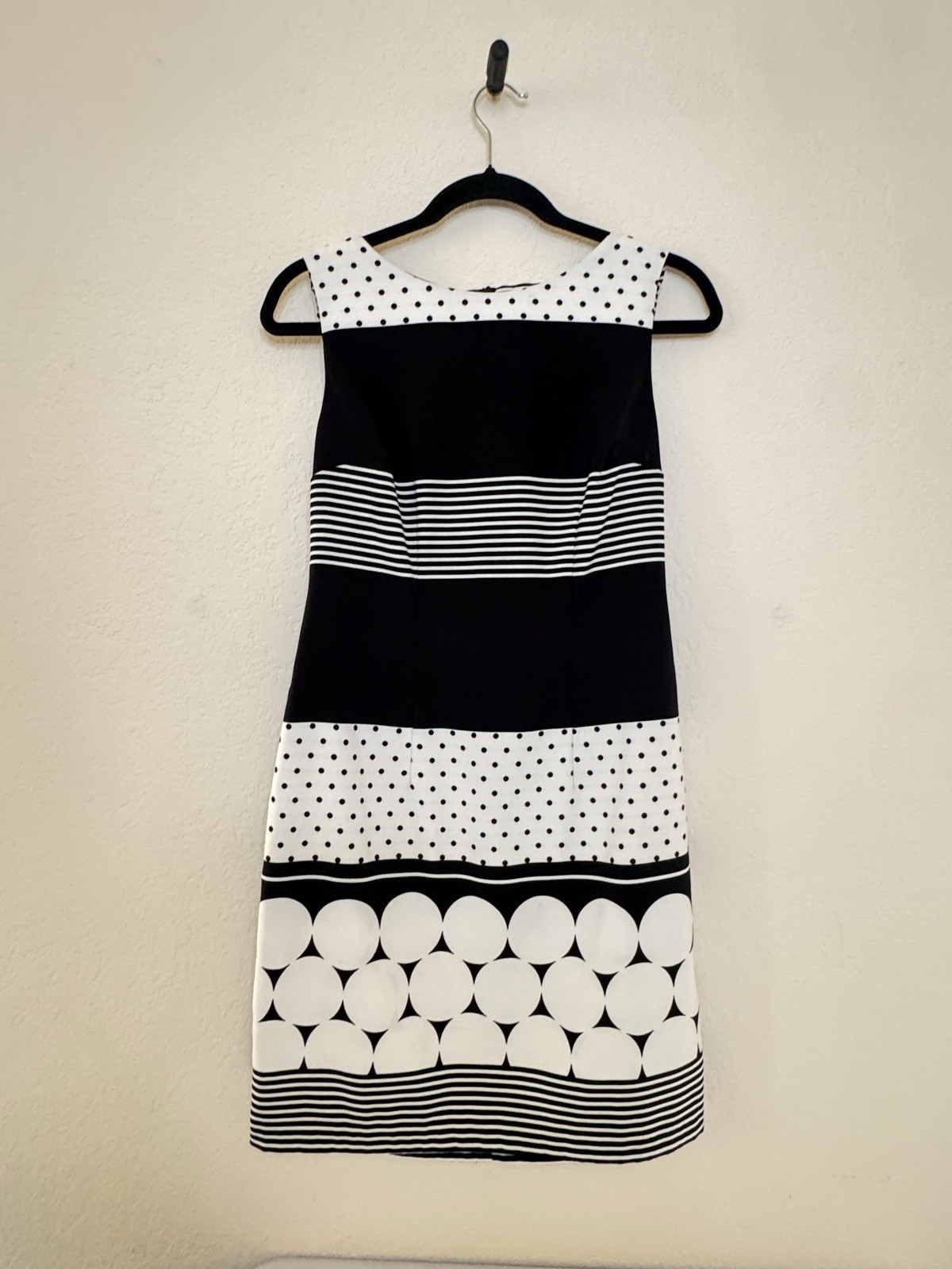 Alyx Sheath Dress Black White Polka Dot Striped Sleeveless Size 4