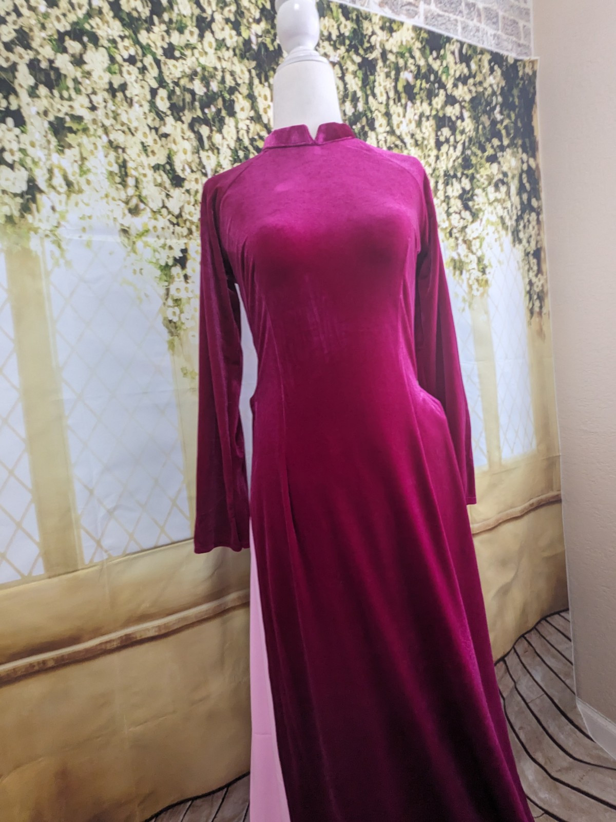 Ao Dai Nhung Hồng Đậm (S, M, L,XlL, 2XL, 3XL) – Kèm Quần