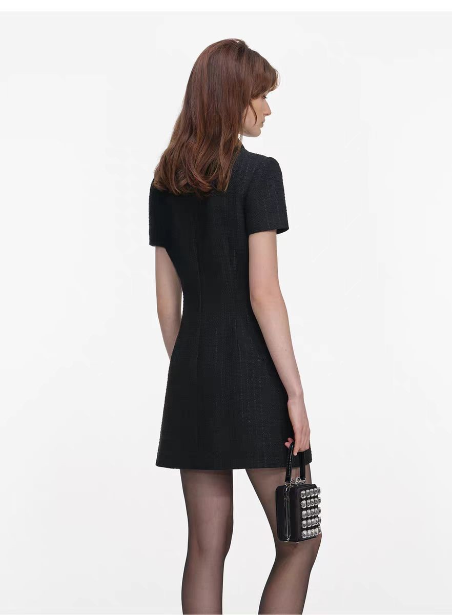 Self-Portrait Dress Black Bow Short A-line Dress Womens