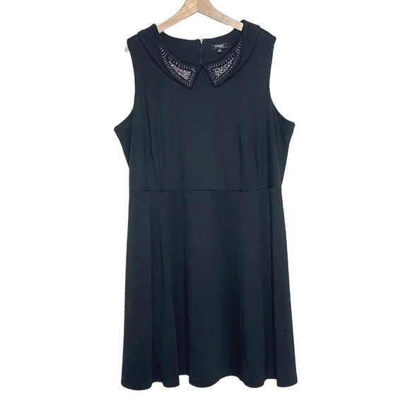 Elementz woman 3X black sleeveless midi dress with beaded collar Whimsigoth