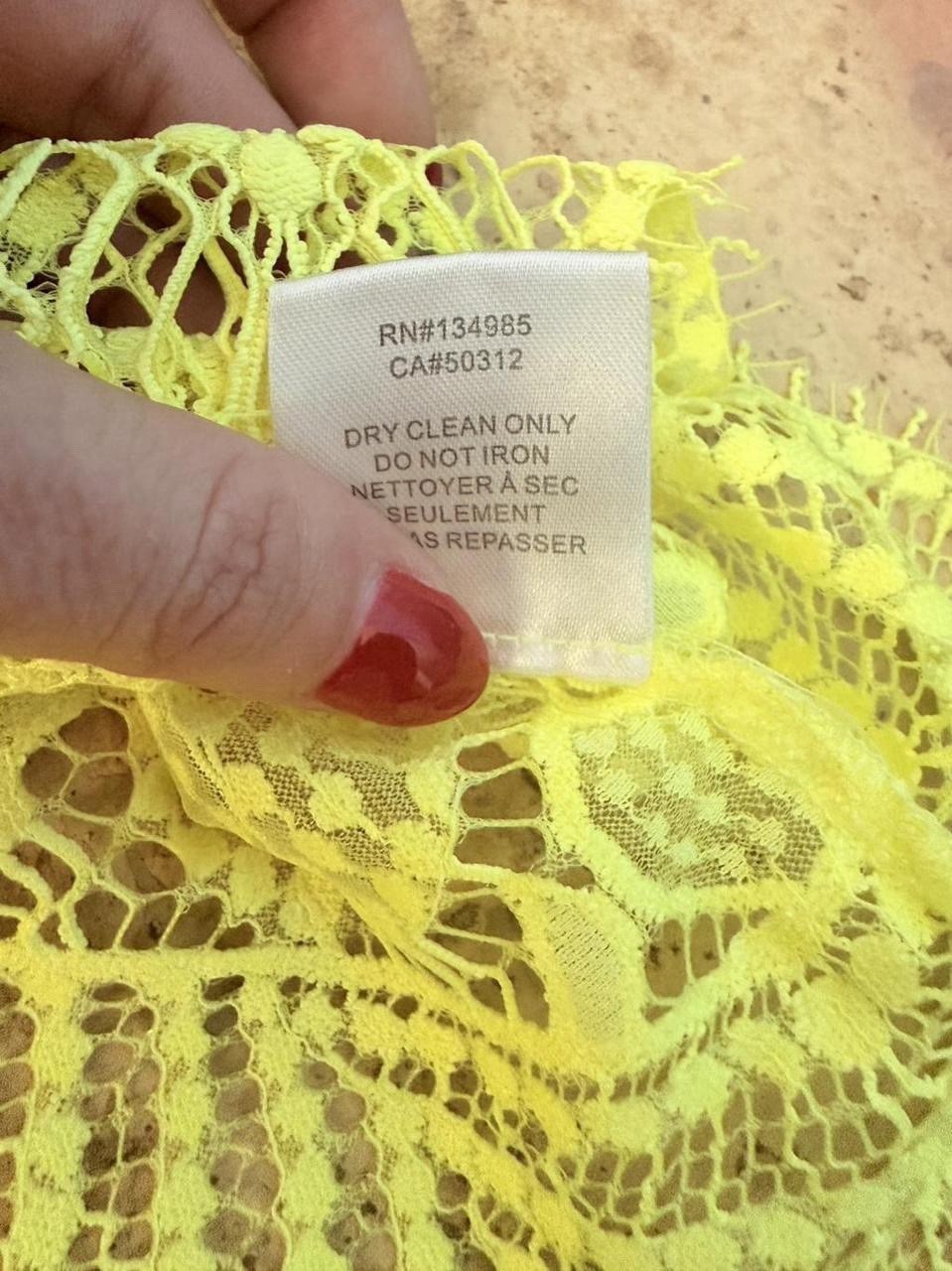 For Love & Lemons Yellow Floral Lace Halter Mini Dress Scalloped Hem XS Fairy