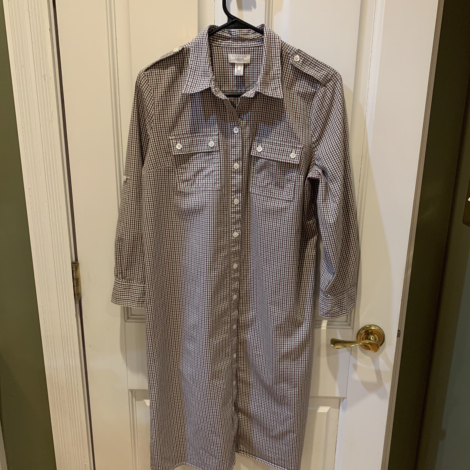 Lands’ End Canvas Button Up Shirt Dress, Size 10