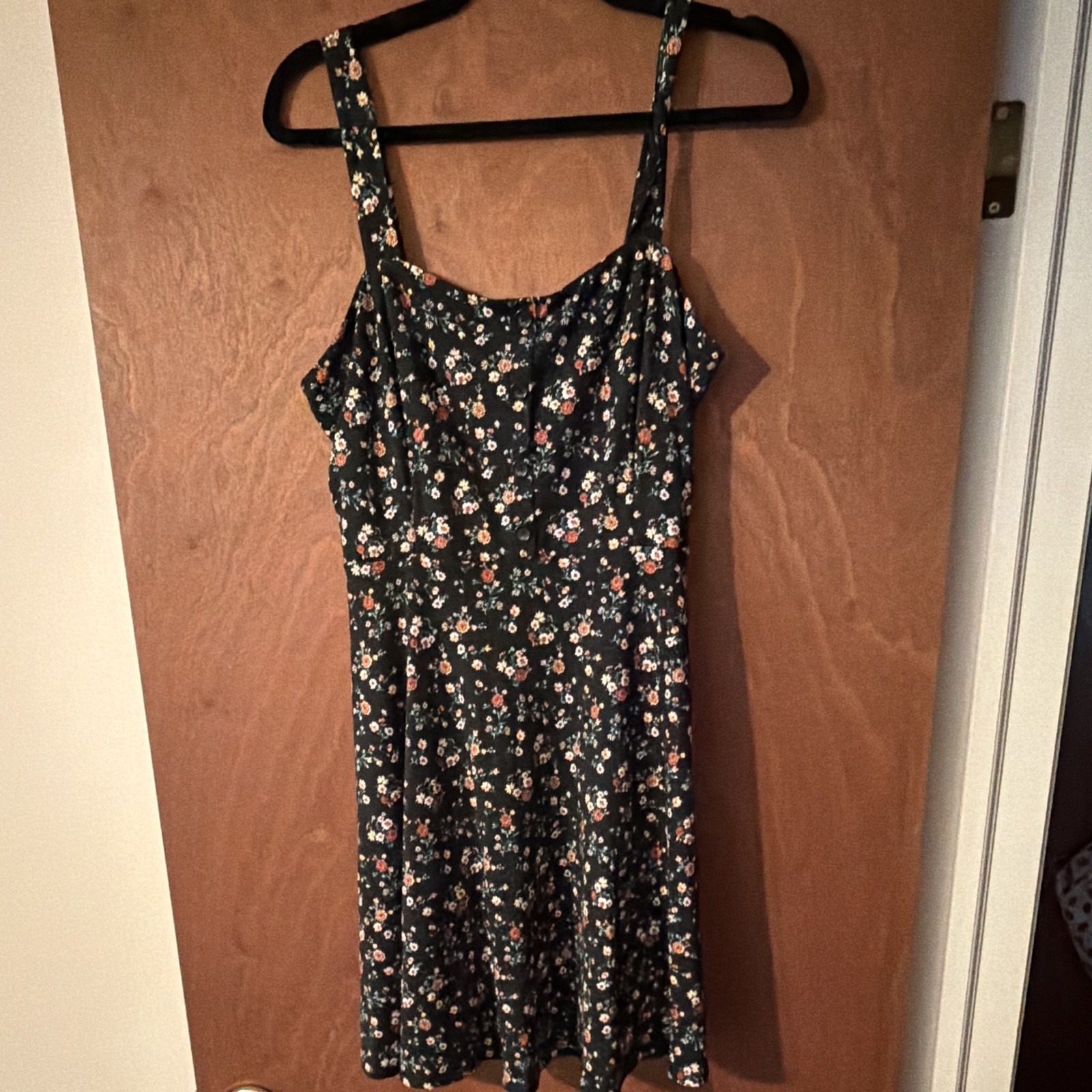 Nine Britton Black Floral Strappy Knee Length Dress L
