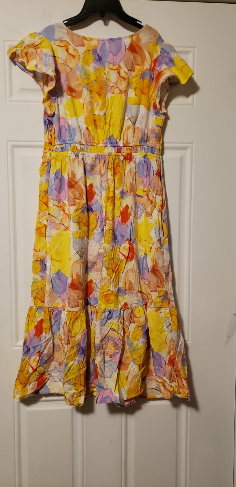 Isabel Maternity by Ingrid & Isabel Flutter Sleeve Yellow Floral Midi Dress Size