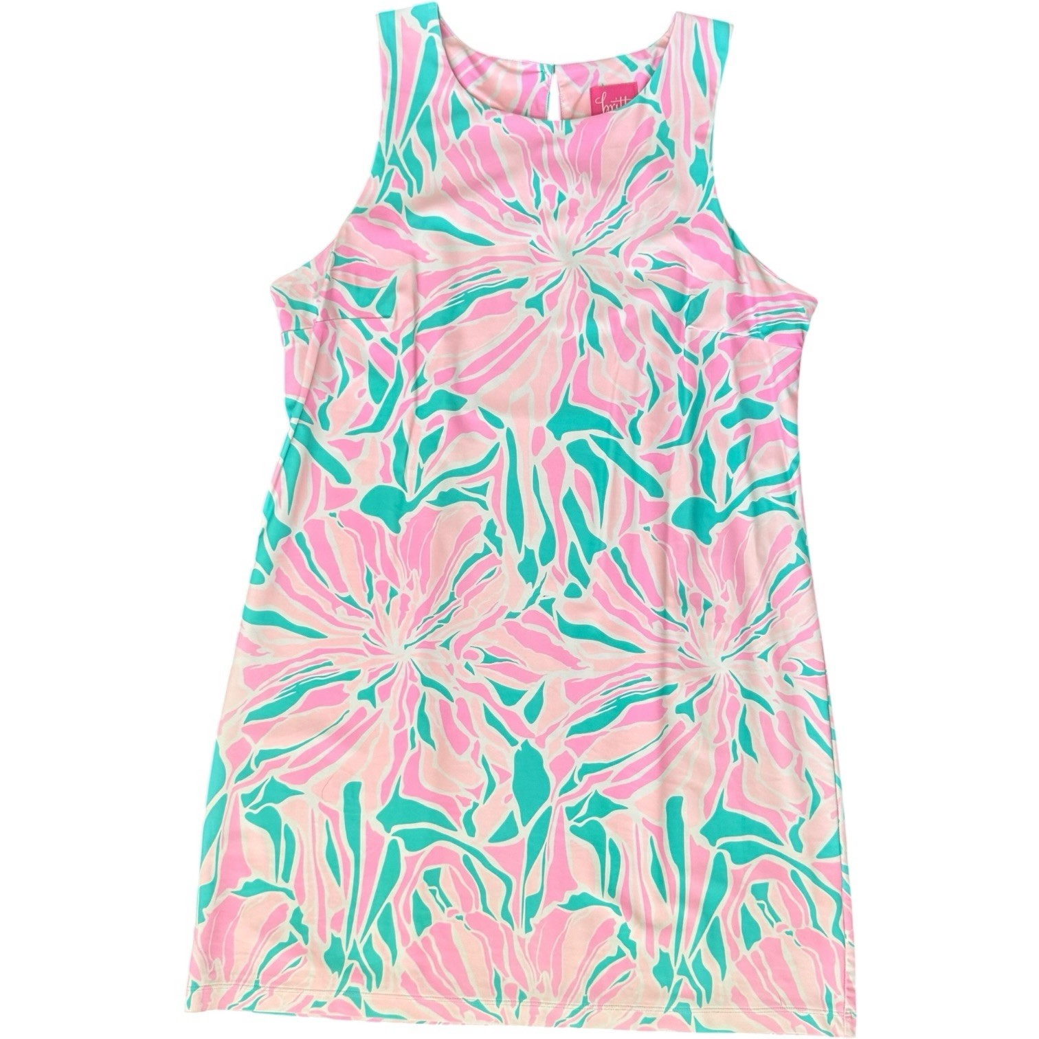 Britt Ryan Women’s Dress Sleeveless Keyhole Stretch Sheath Blue Pink Floral XL