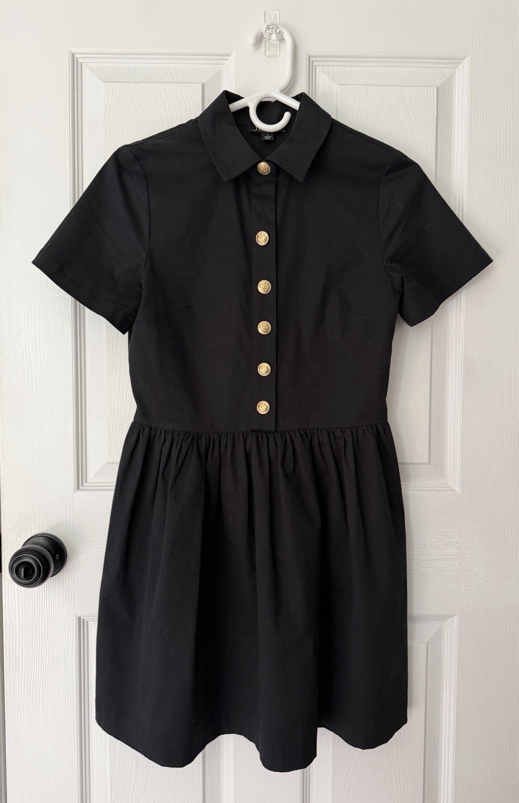 SOLD OUT!! J. Crew A-Line Dress In Chino Black. Gold Buttons Woman’s Size 2