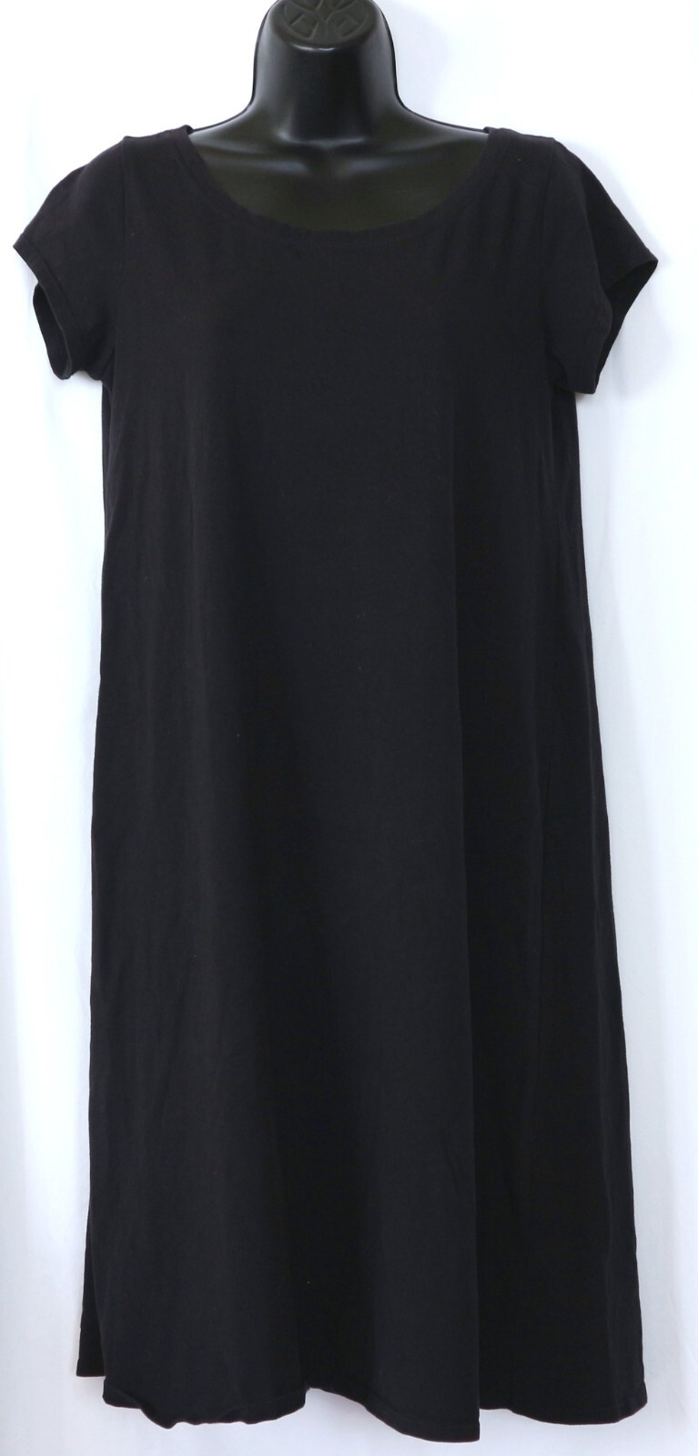 EILEEN FISHER Blck ScpNck Ctn/Lycra Slip-On Drs 36 In Chst 38 In Lng Sz S EXC