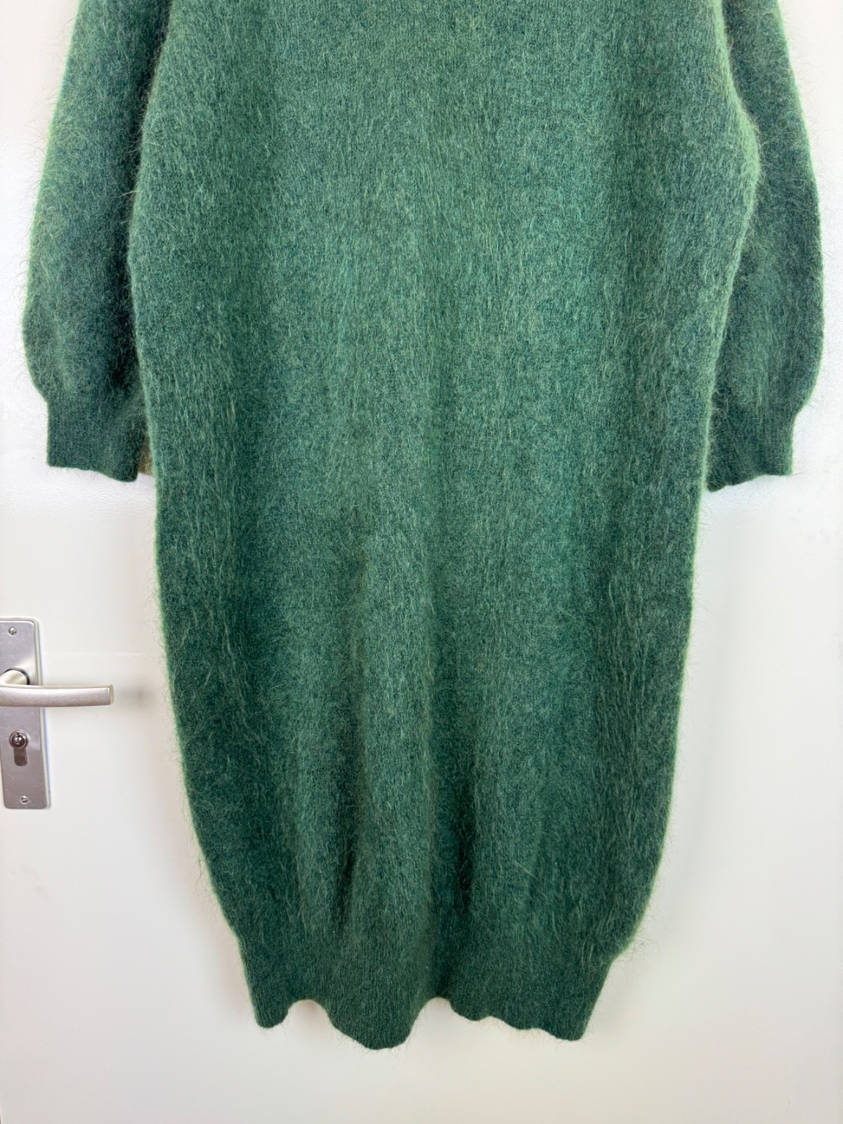 AMERICAN VINTAGE Mohair Wool Fluffy Maxi Sweater Dress Jumper Gown Green M/L