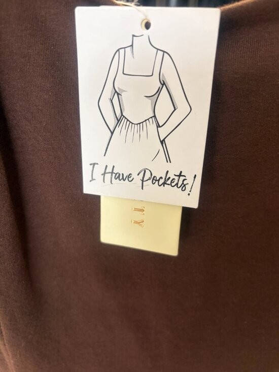 THIRTY THIRTY Brown Midi Dress Size S NWT Drop Waist Spaghetti Strap Sun Small
