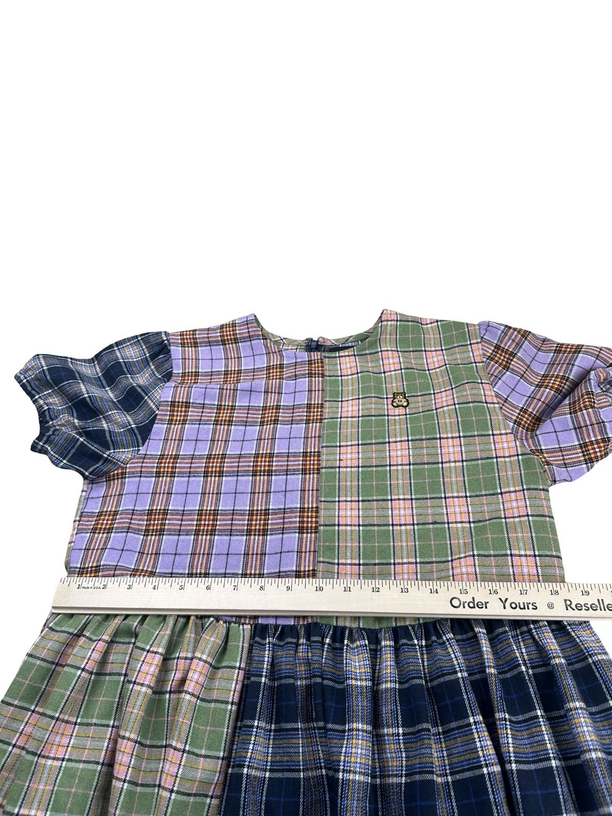 Teddy Fresh Patchwork Plaid Babydoll Dress Women’s M Colorblock Oversized Preppy