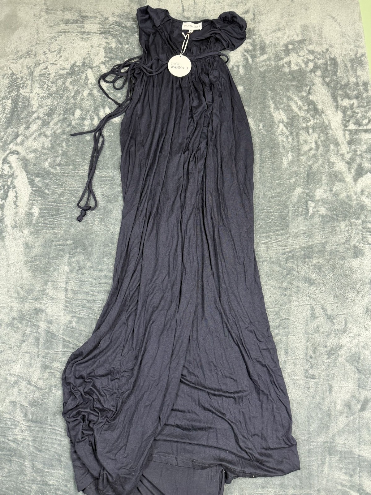 Shop Wanna B Womens Navy Maxi Dress With Adjustable Tie XL NWT