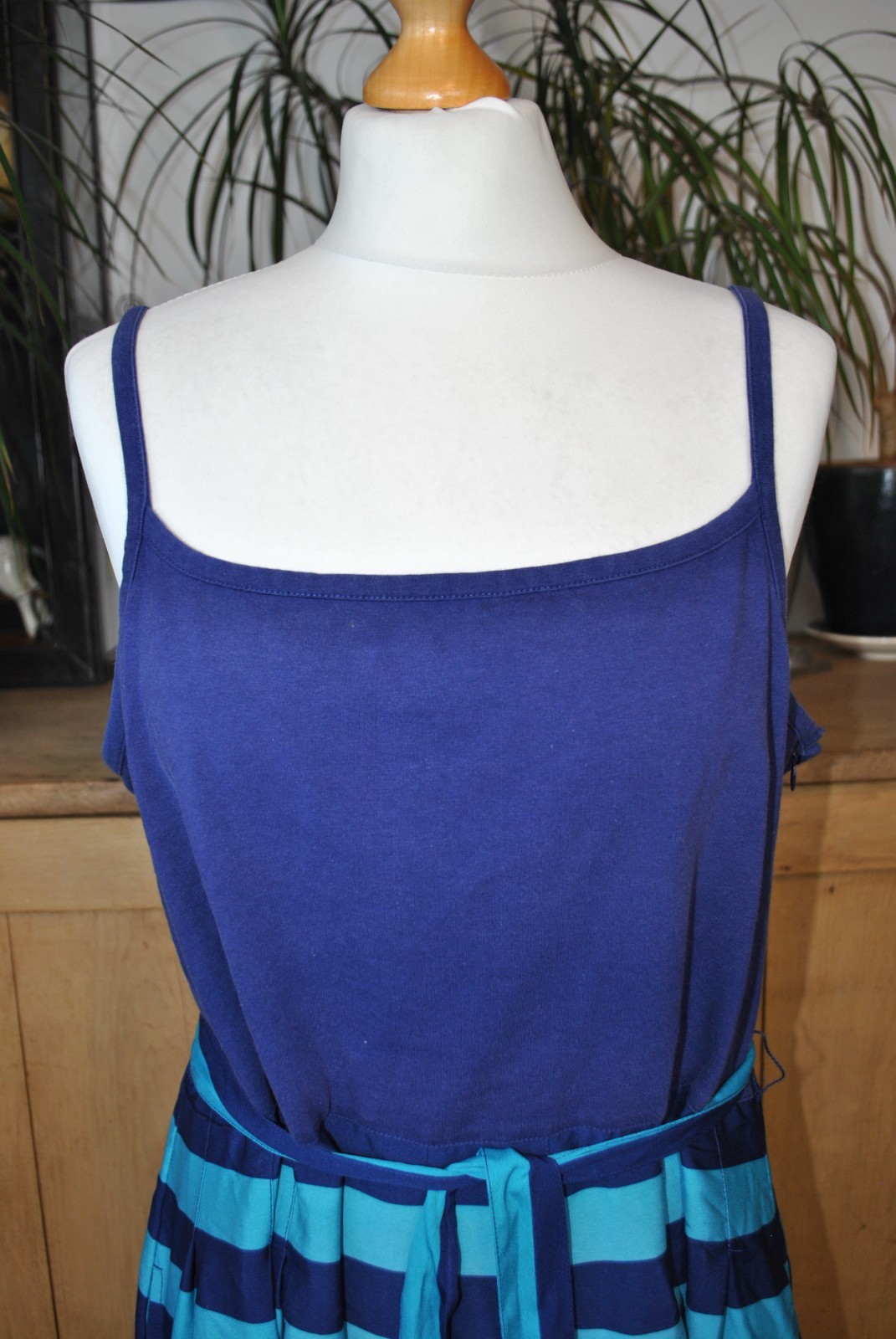 Tommy Hilfiger Navy Teal Striped Cami Summer Dress Size XL