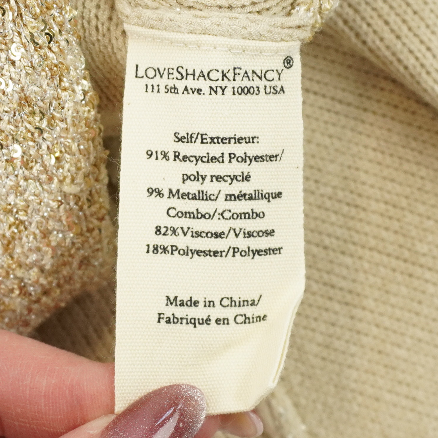 LoveShackFancy Sarajane Sequin Knit Mini Dress In Honey Gold Women’s Size Small