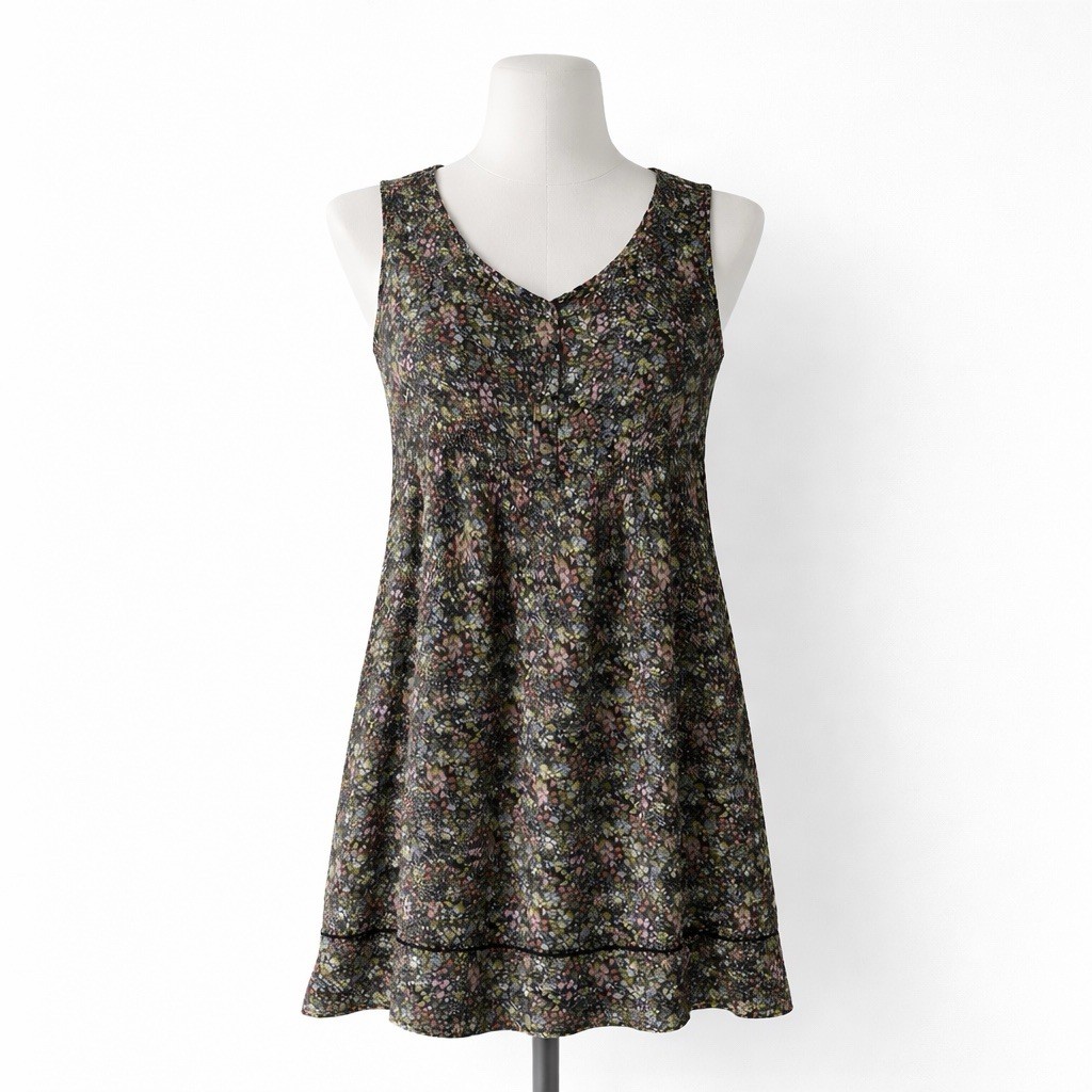 J.Jill Floral Meadow Sleeveless Button Shirt Dress XS Pockets Summer Pretty