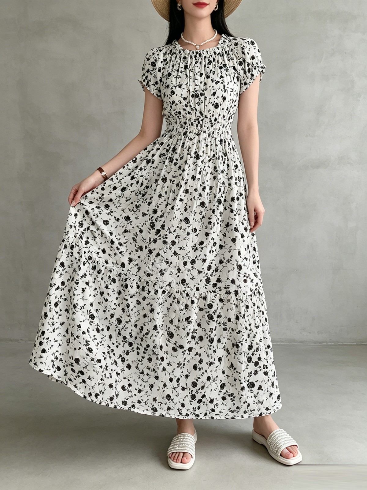 Ladies Chic Bohemian Elegant Gown Elastic Waist Flowy Cut All Size Fit