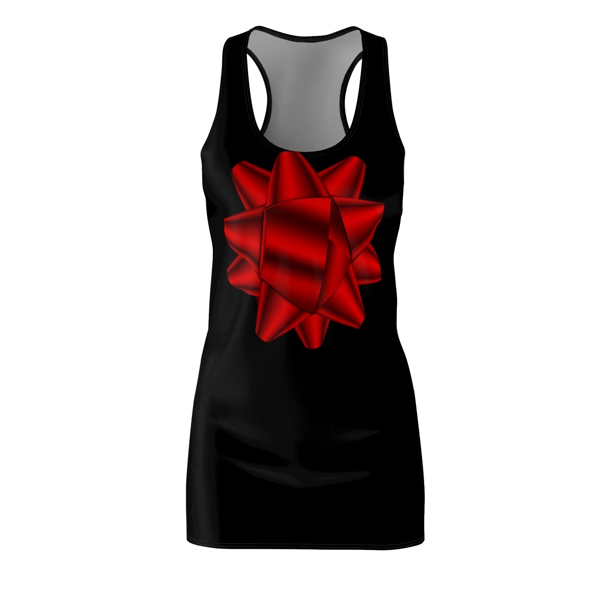 Women’s Racerback Black Red Bow Dress Christmas Themed Size XS S M L XL 2XL